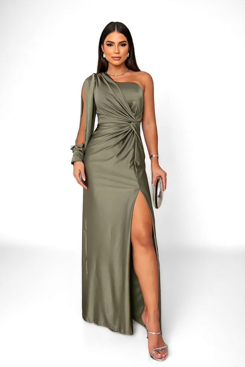 Misea Elegantes Maxikleid aus Satin mit einem Schulterträger