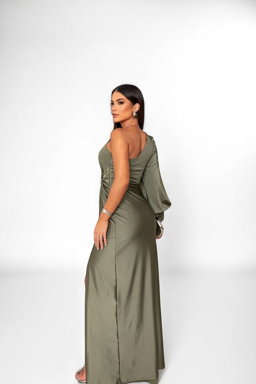 Misea Elegantes Maxikleid aus Satin mit einem Schulterträger