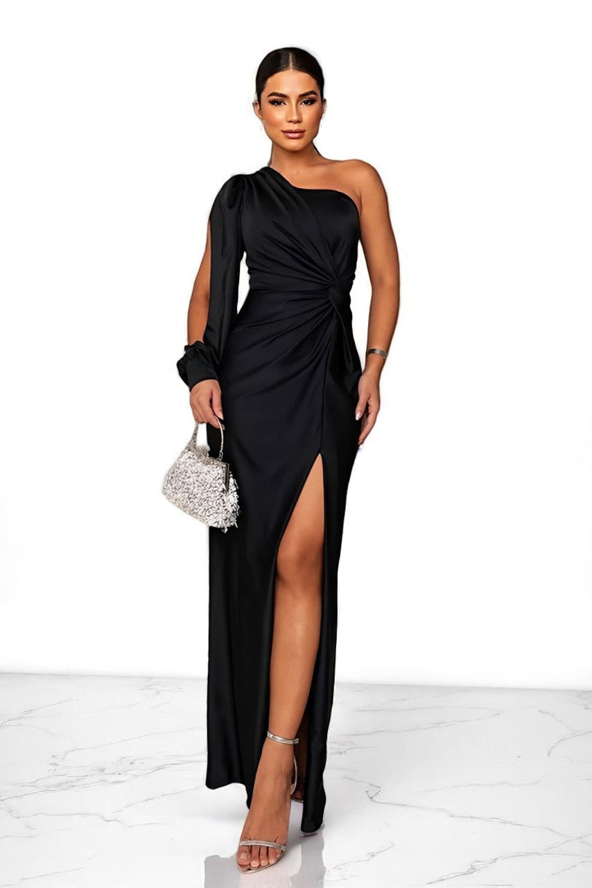Misea Elegantes Maxikleid aus Satin mit einem Schulterträger