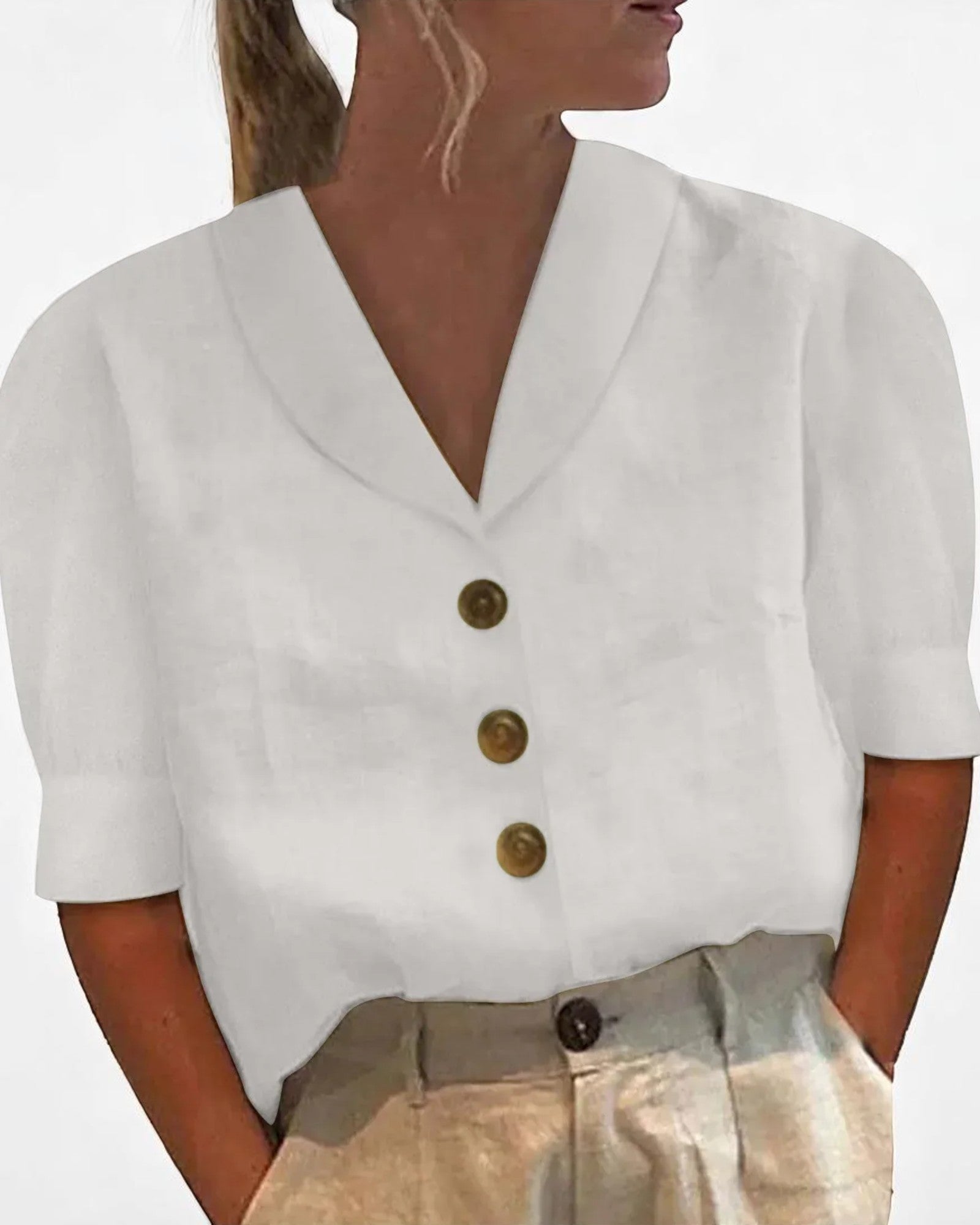 Oana Bluse aus Leinen mit Knöpfen
