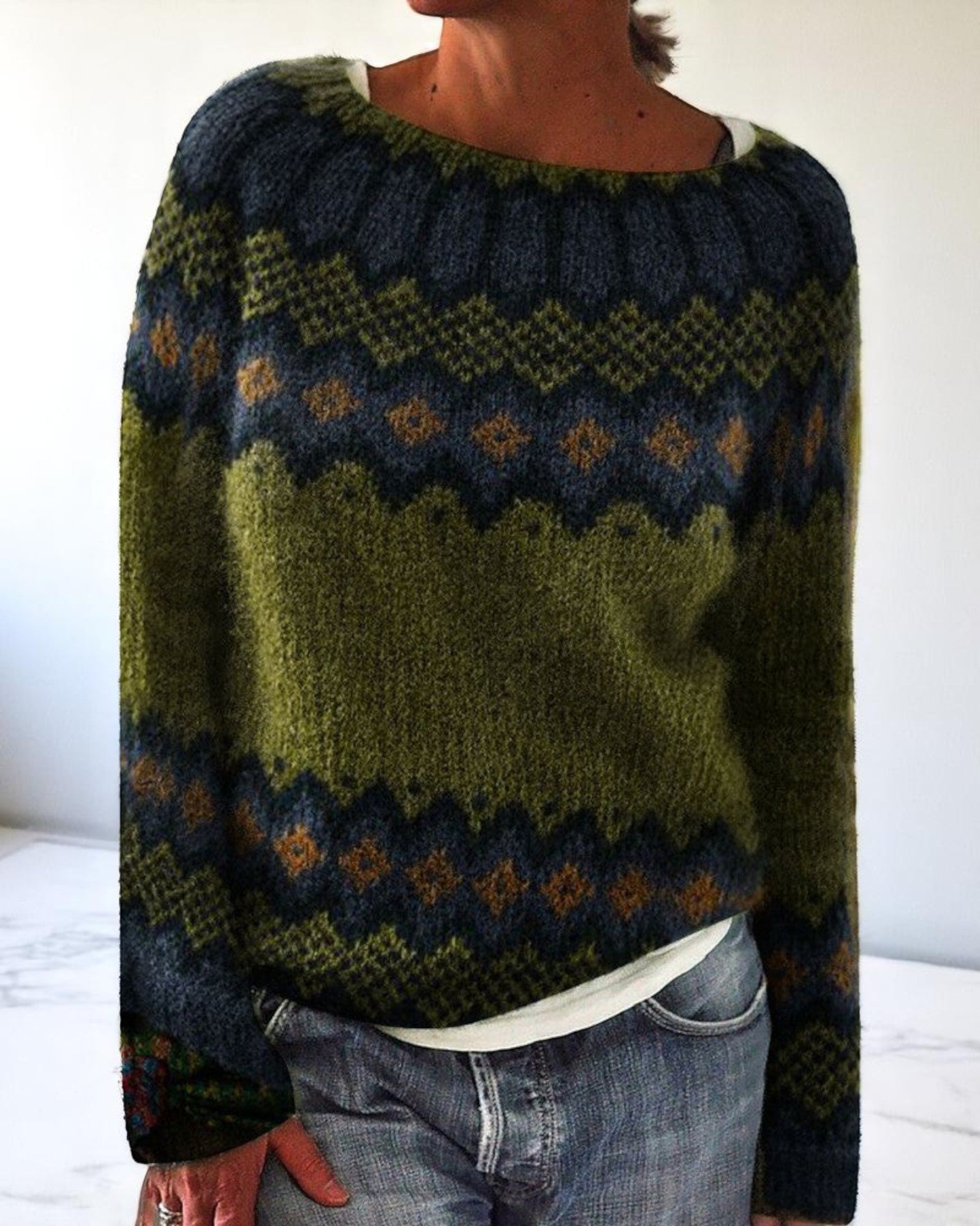 Vasilica Pullover mit ethnischem Muster