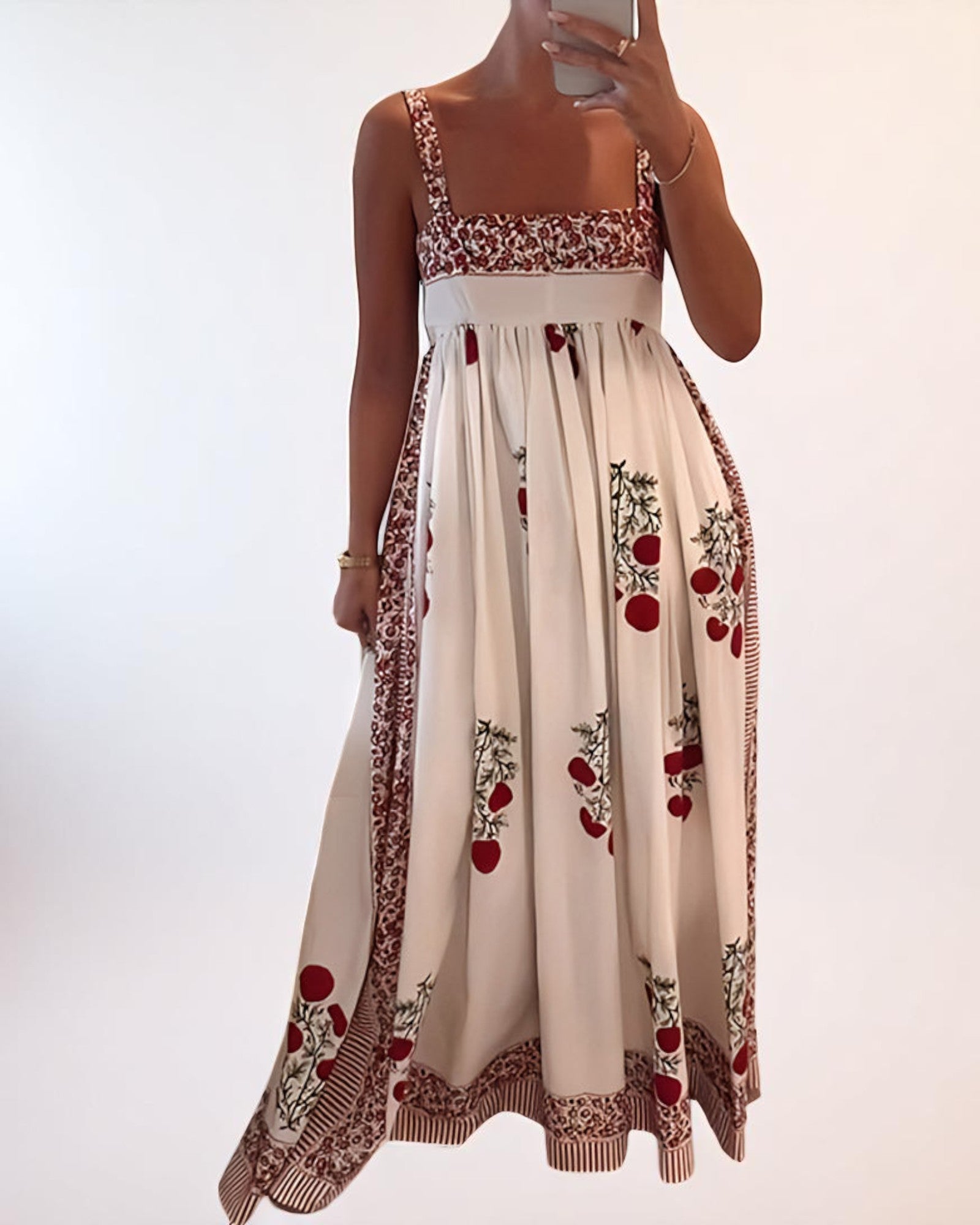 Domitila Boho-Sommerkleid mit Tomatenmuster