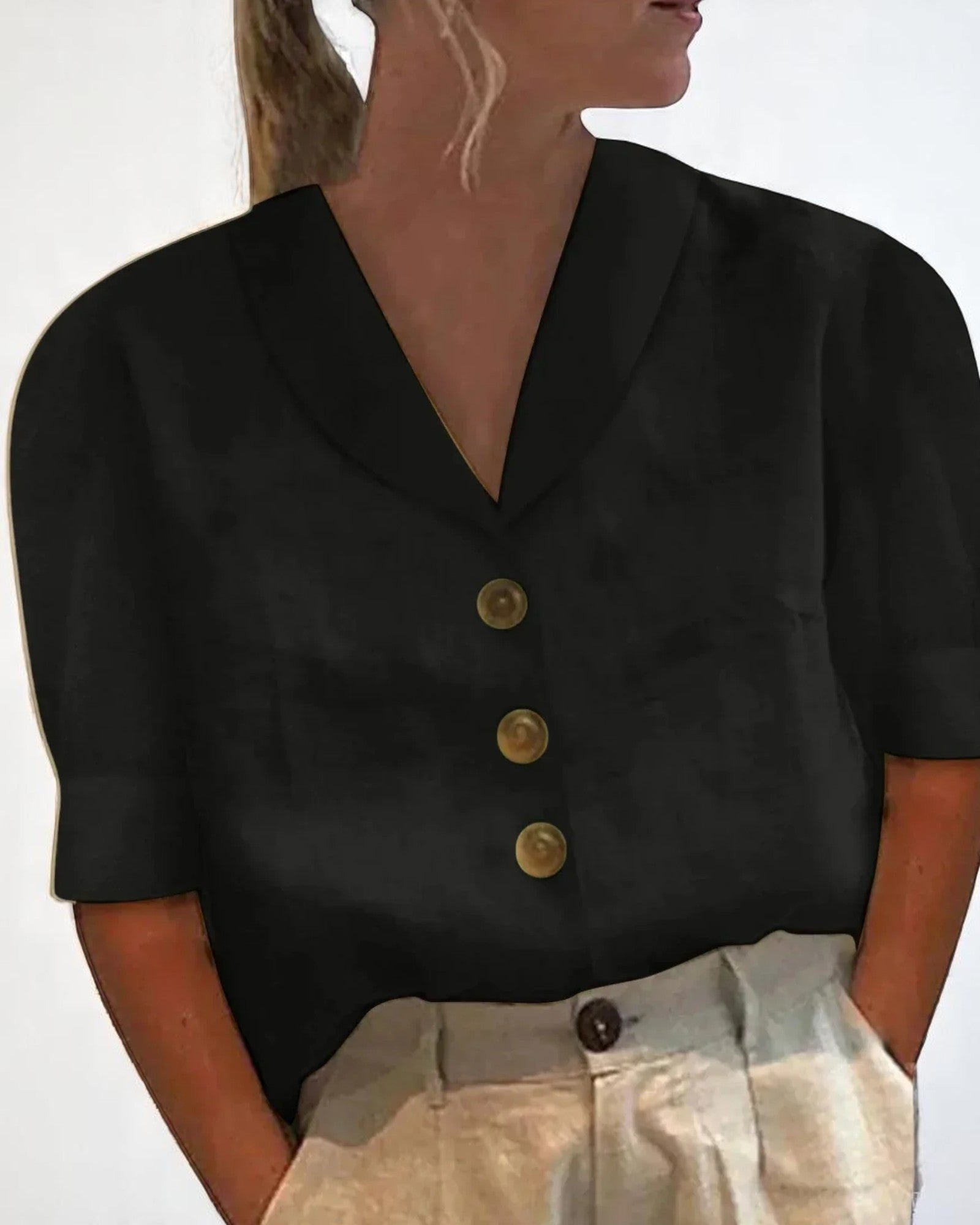 Oana Bluse aus Leinen mit Knöpfen