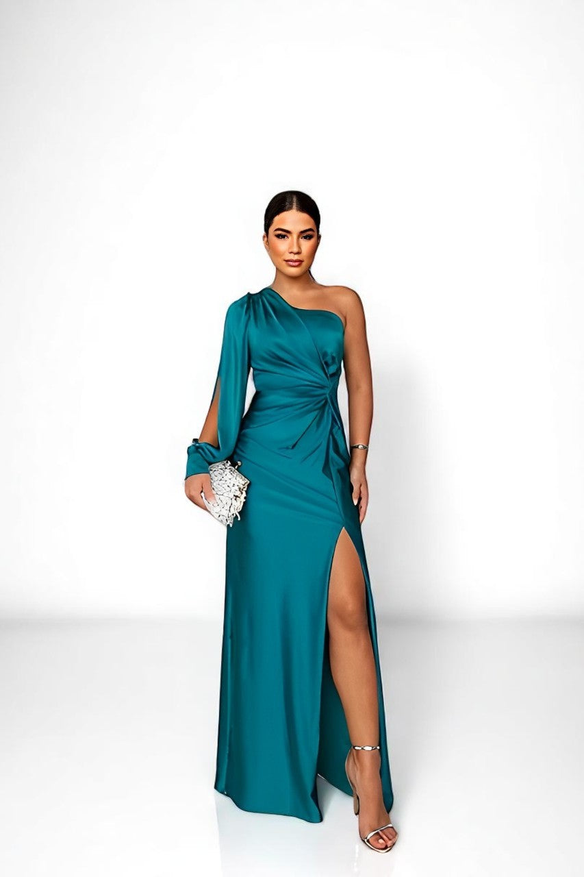 Misea Elegantes Maxikleid aus Satin mit einem Schulterträger