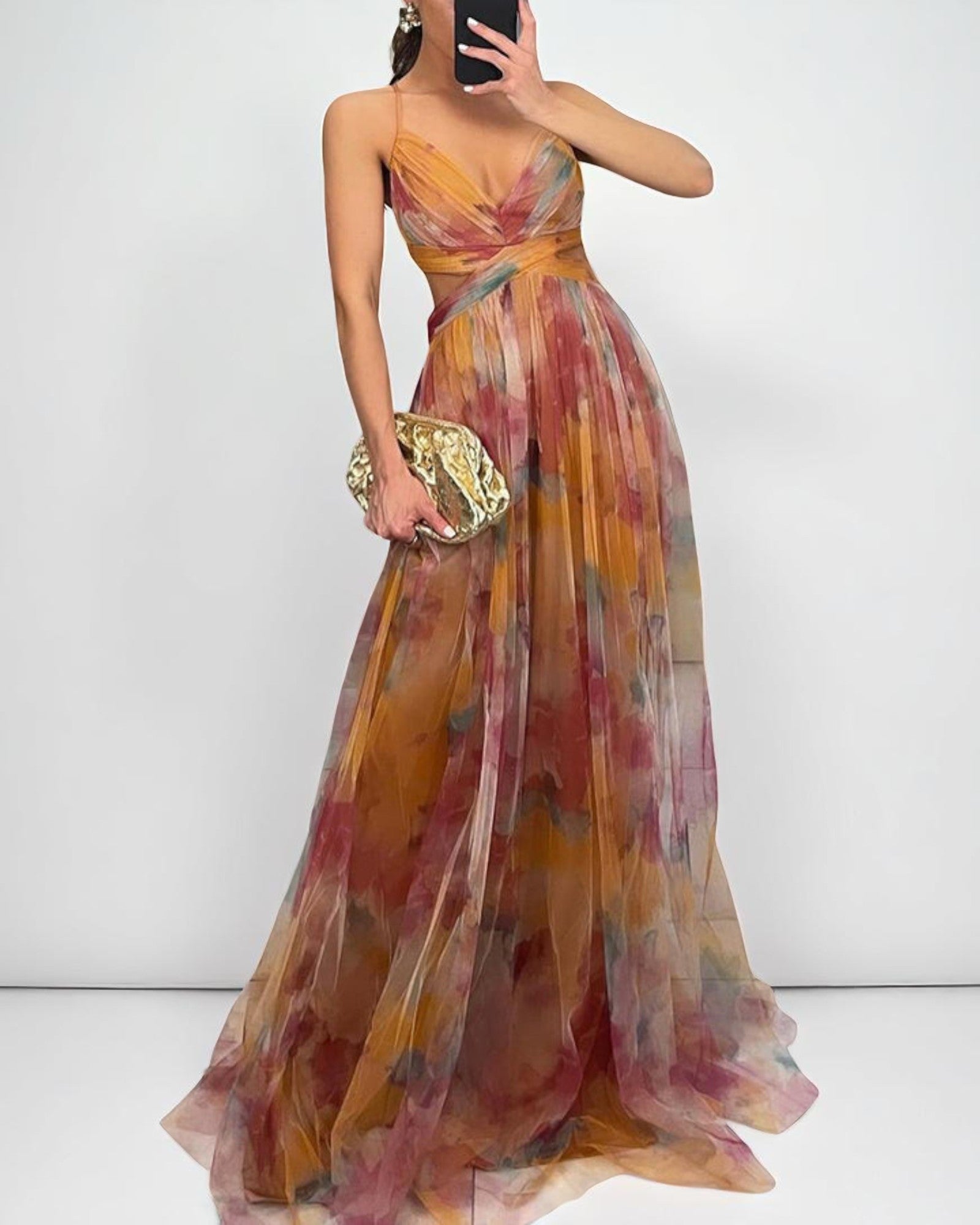 Doroteea Elegante Robe mit floralem Druck und Cut-Out
