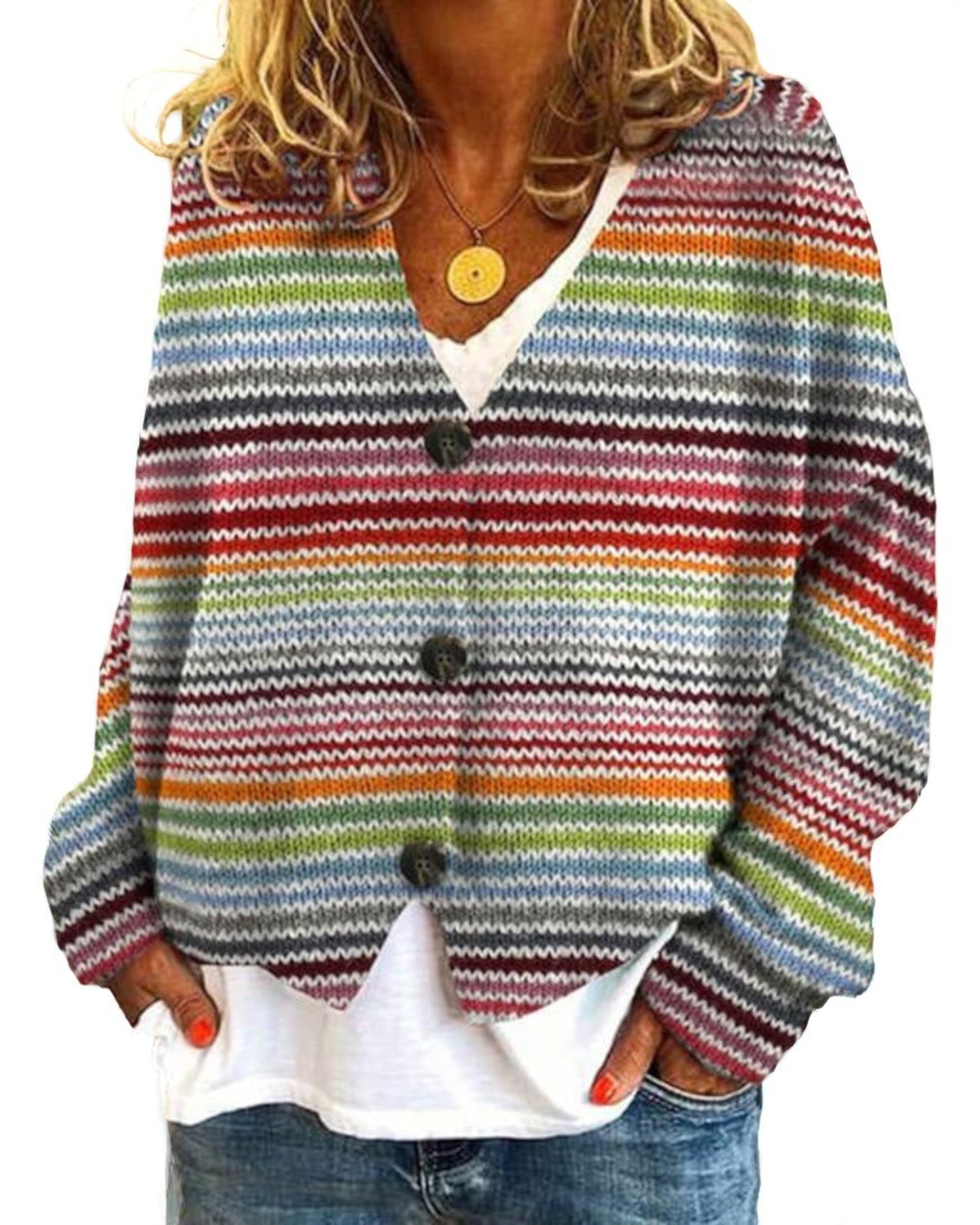 Malisa Bunter Strickcardigan im Boho-Stil
