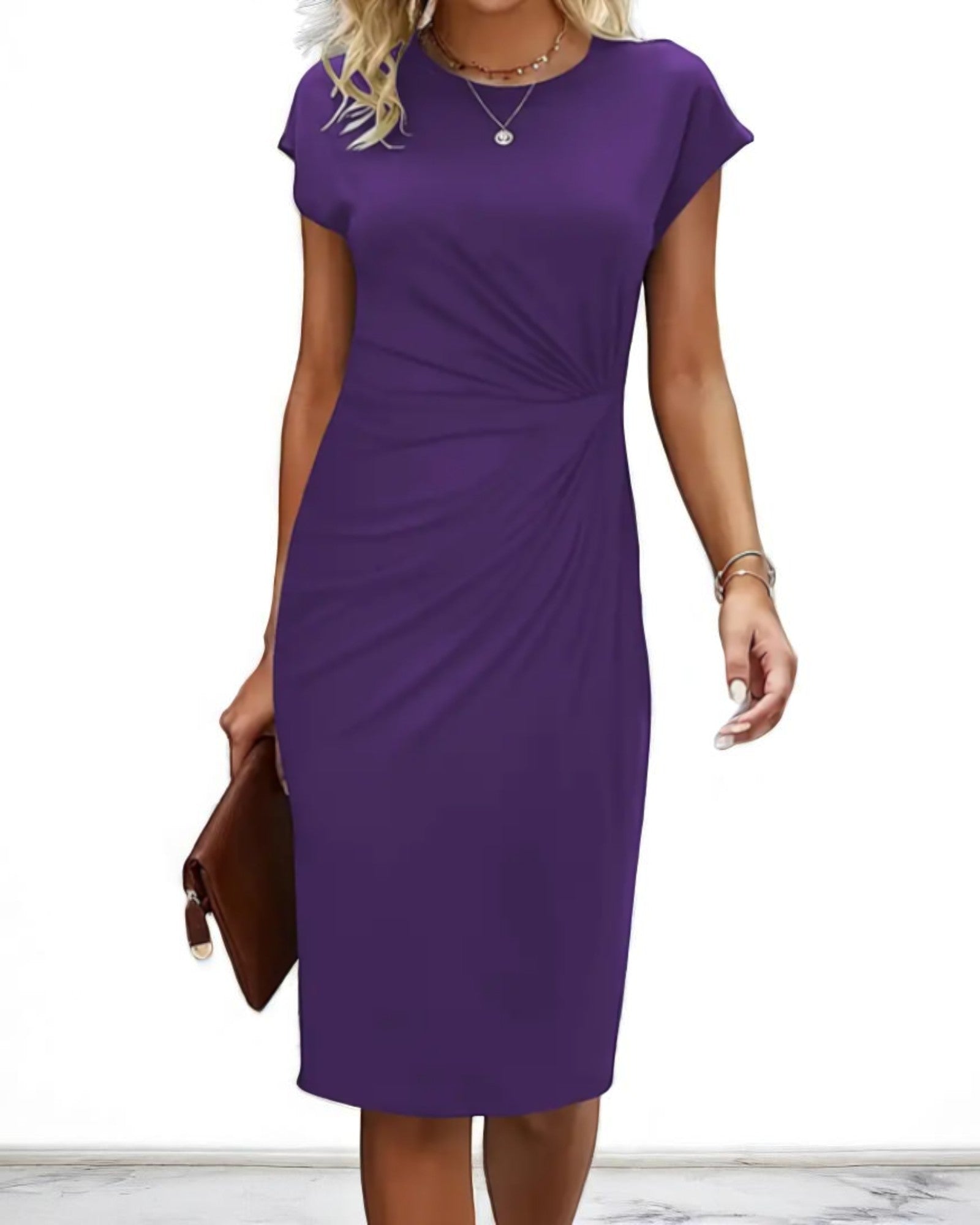 Aurélia Elegantes Midi-Kleid mit kurzen Ärmeln
