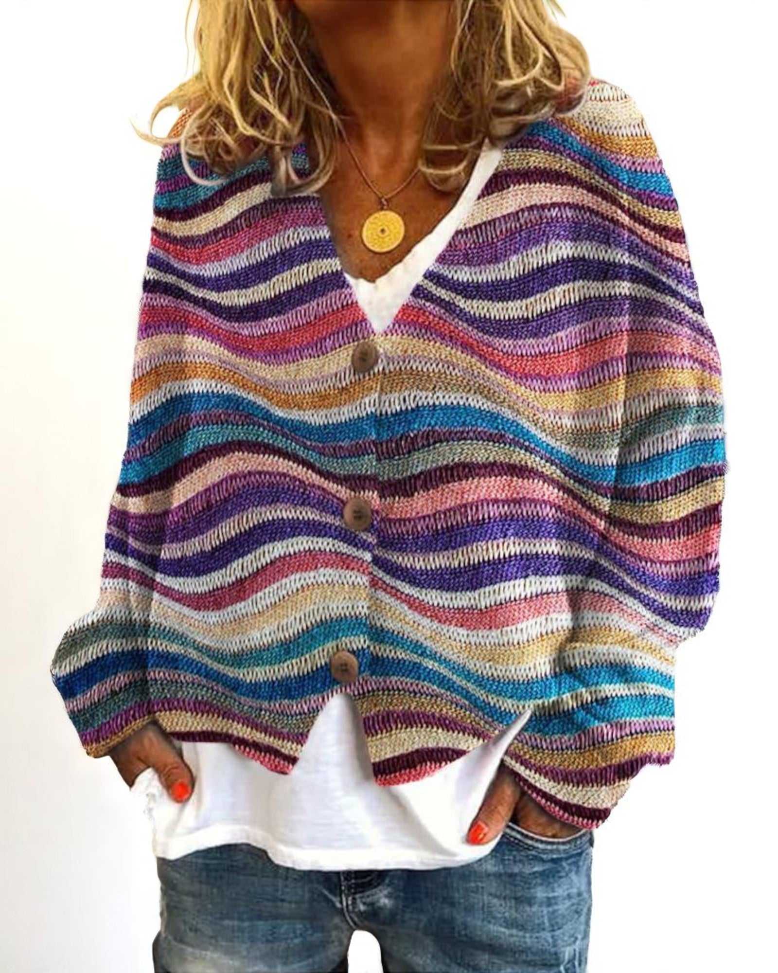 Malisa Bunter Strickcardigan im Boho-Stil