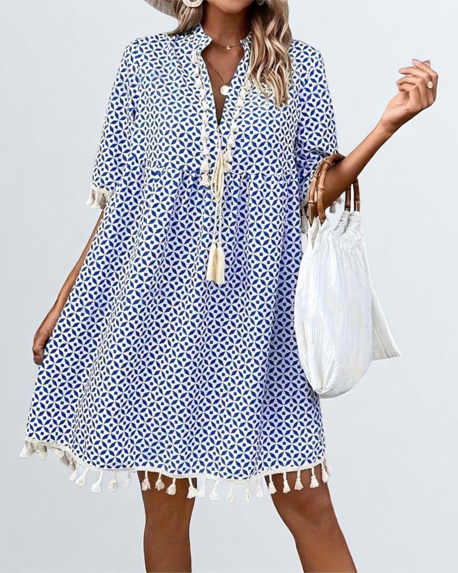 Olivia Leichte Sommerkleid im Boho-Stil mit geometrischem Muster