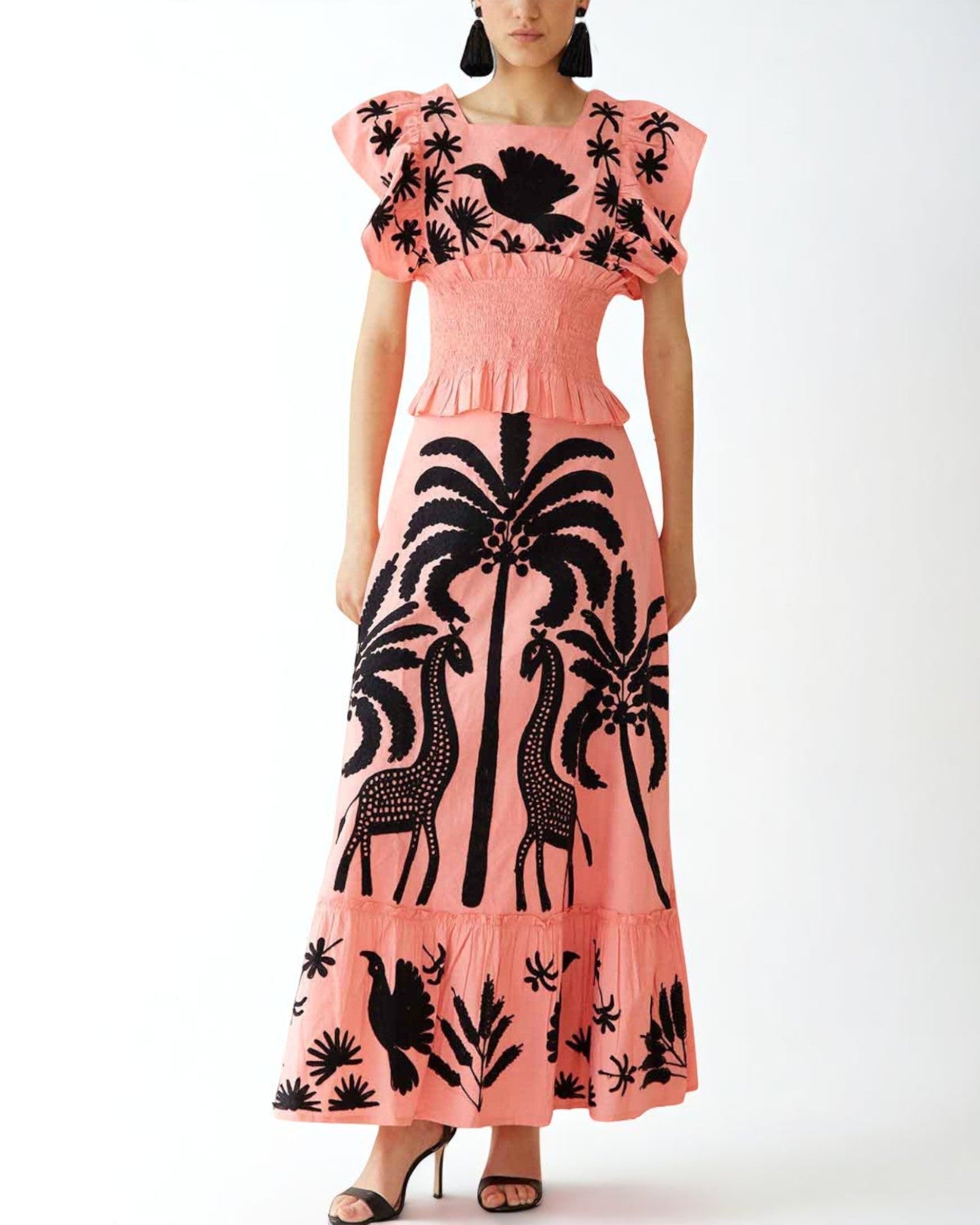 Ana-Cristina Maxikleid  mit Stickerei
