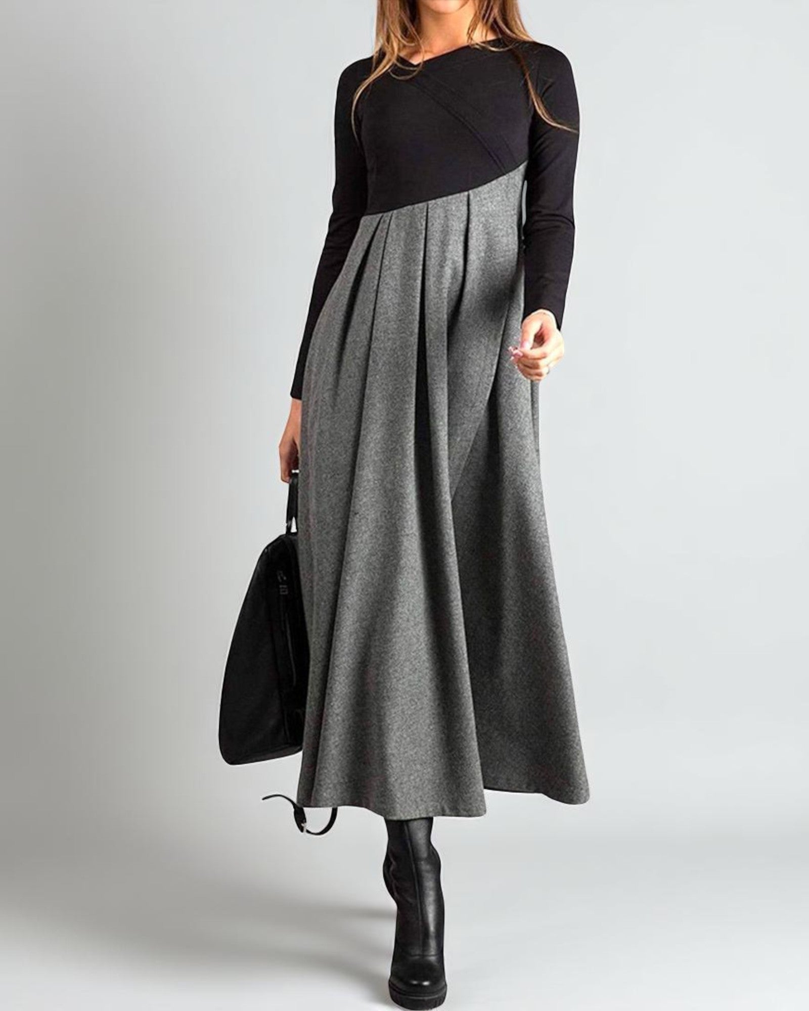 Flavia Elegantes Maxikleid in zwei Farben mit asymmetrischem Schnitt