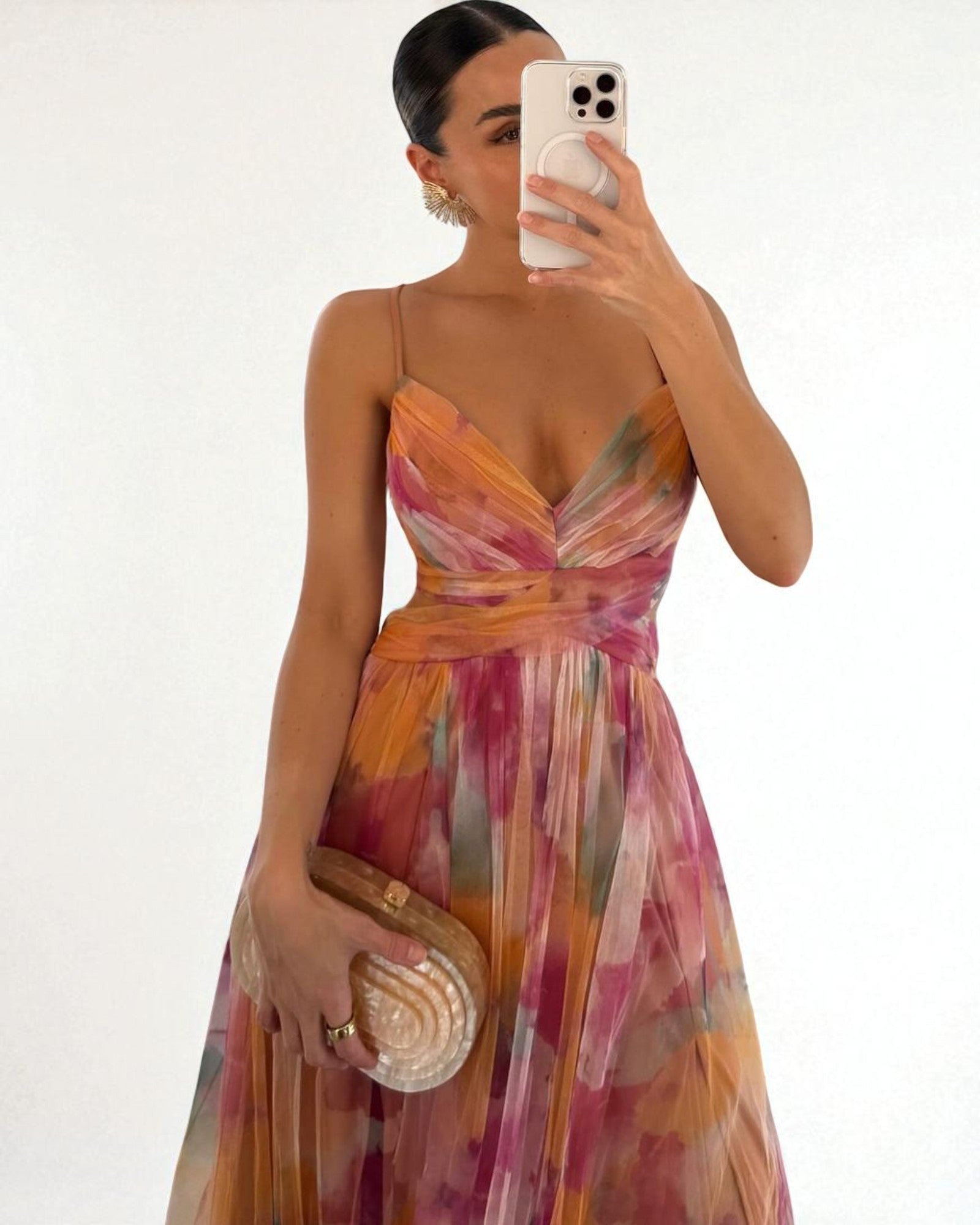 Doroteea Elegante Robe mit floralem Druck und Cut-Out