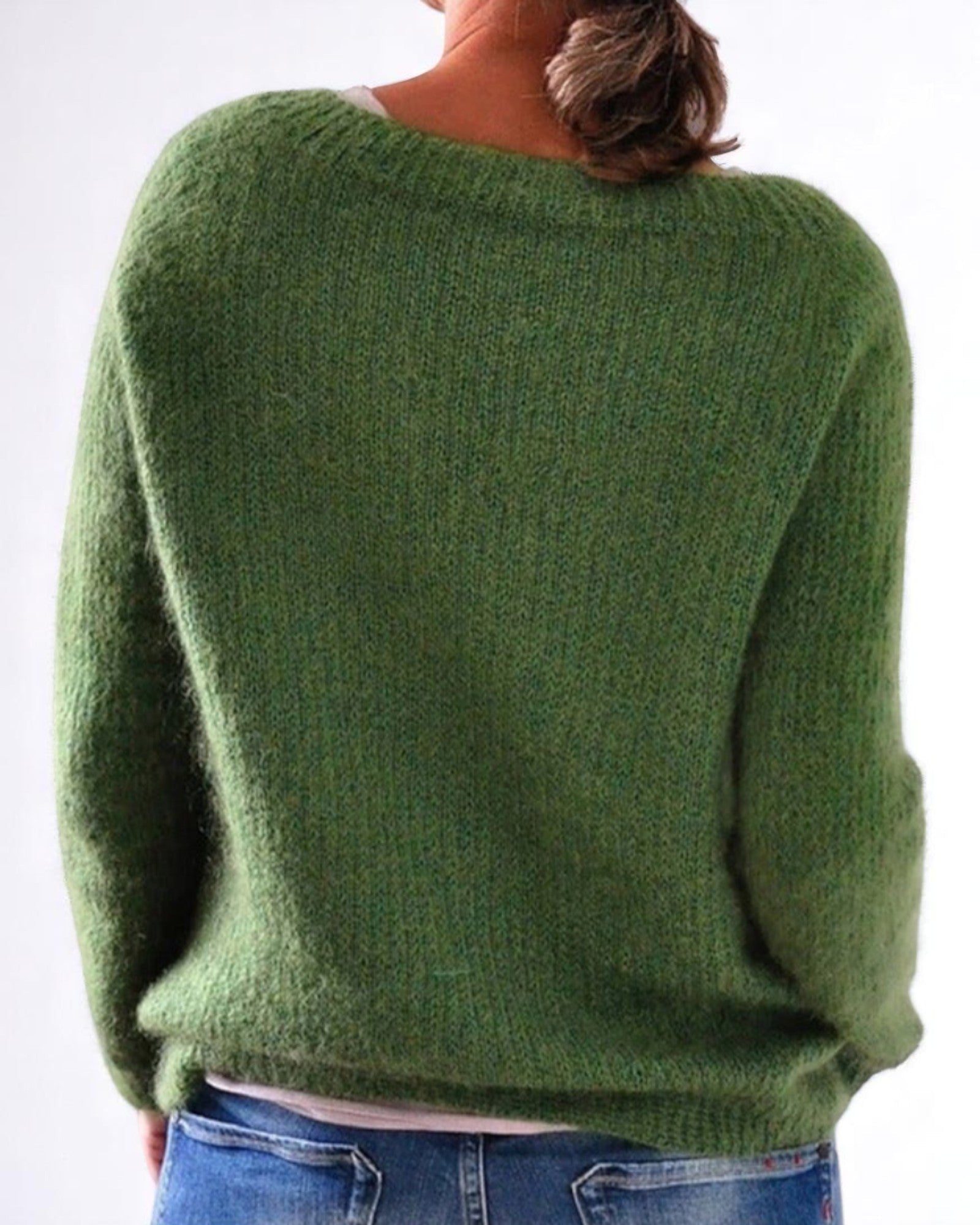 Samira Einfacher Pullover  bequem, moosgrün