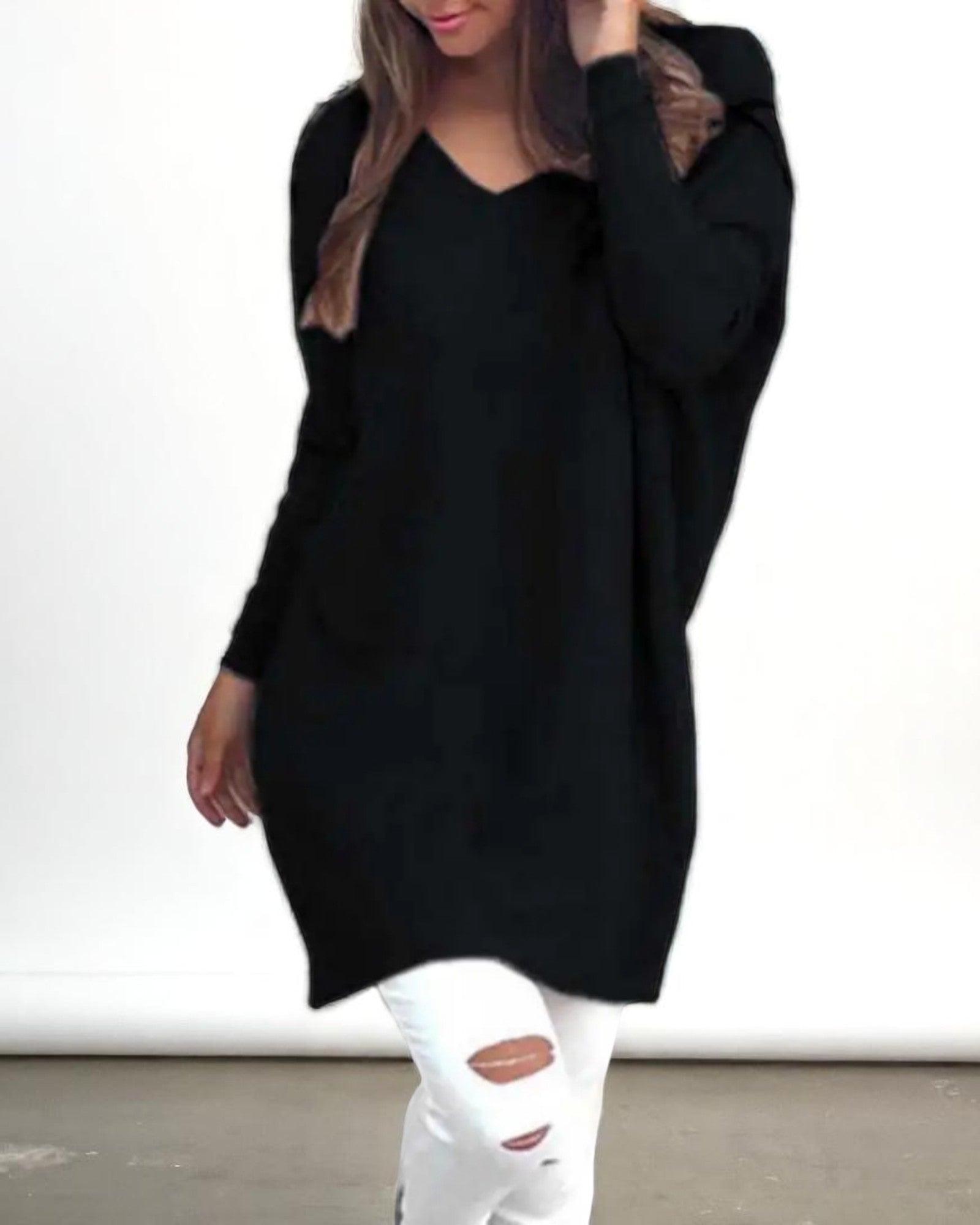 Cornelia Übergroßer V-Ausschnitt Pullover