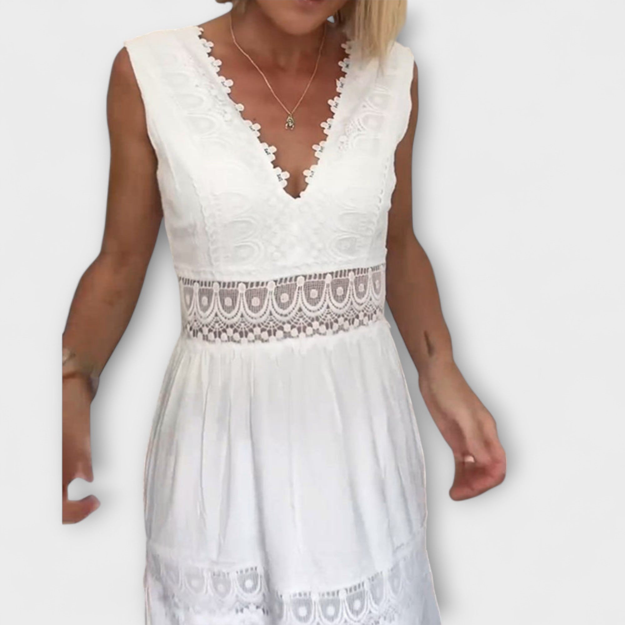 Daria-Elena Boho-Kleid aus weißer Spitze