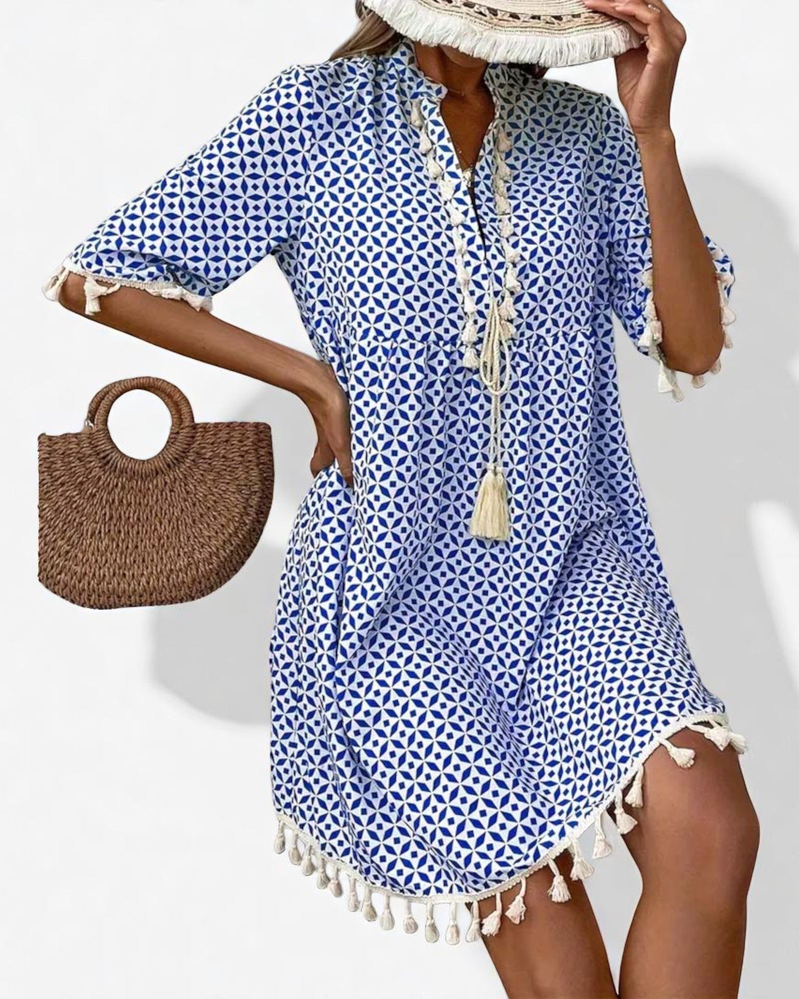 Olivia Leichte Sommerkleid im Boho-Stil mit geometrischem Muster