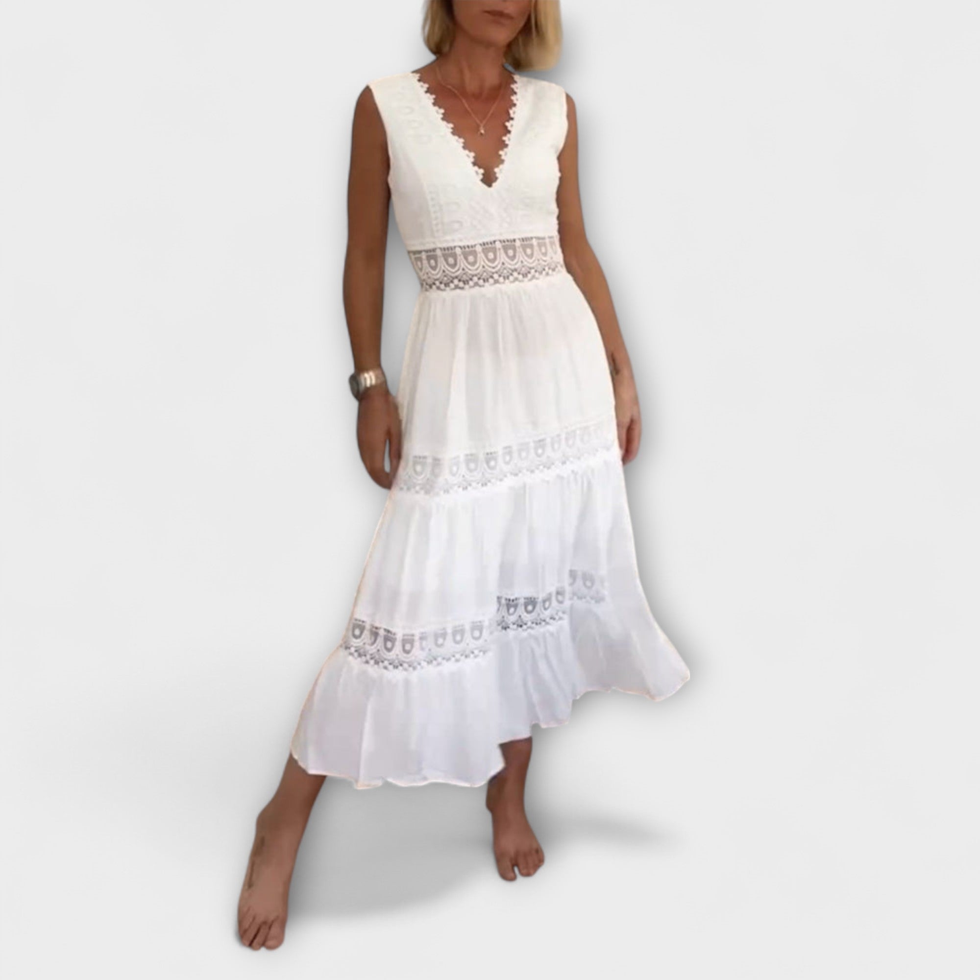 Daria-Elena Boho-Kleid aus weißer Spitze