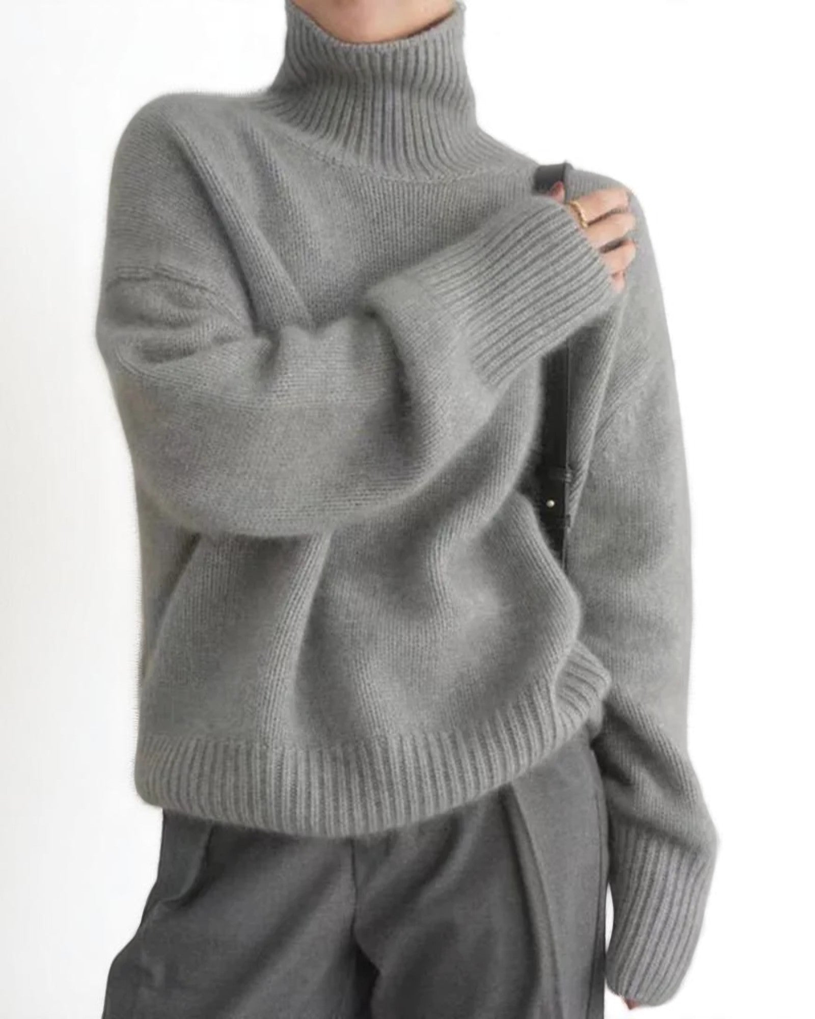 Constanta Übergroßer Cashmere-Pullover mit Stehkragen