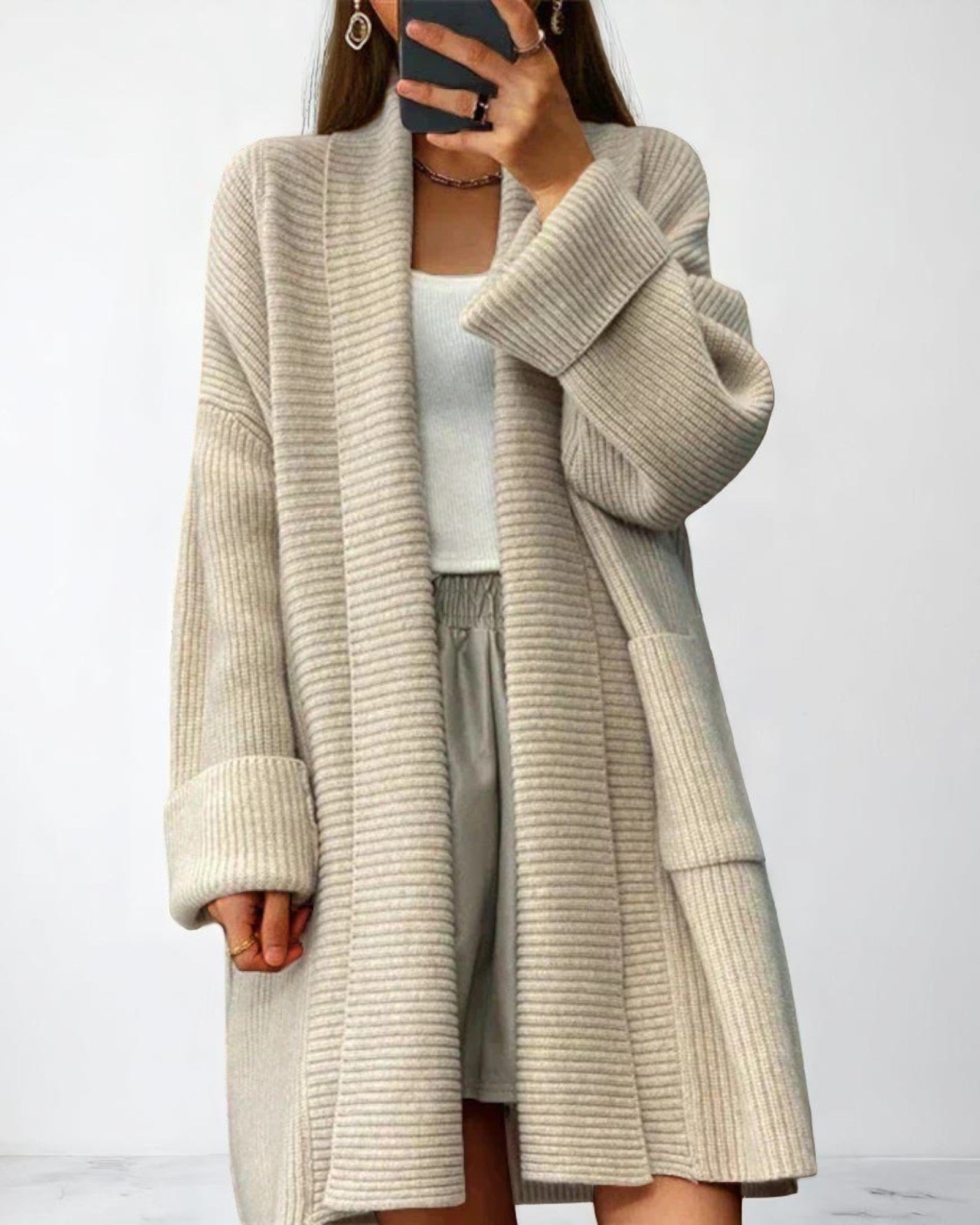 Amira Eleganter Strick-Cardigan mit Rippenmuster