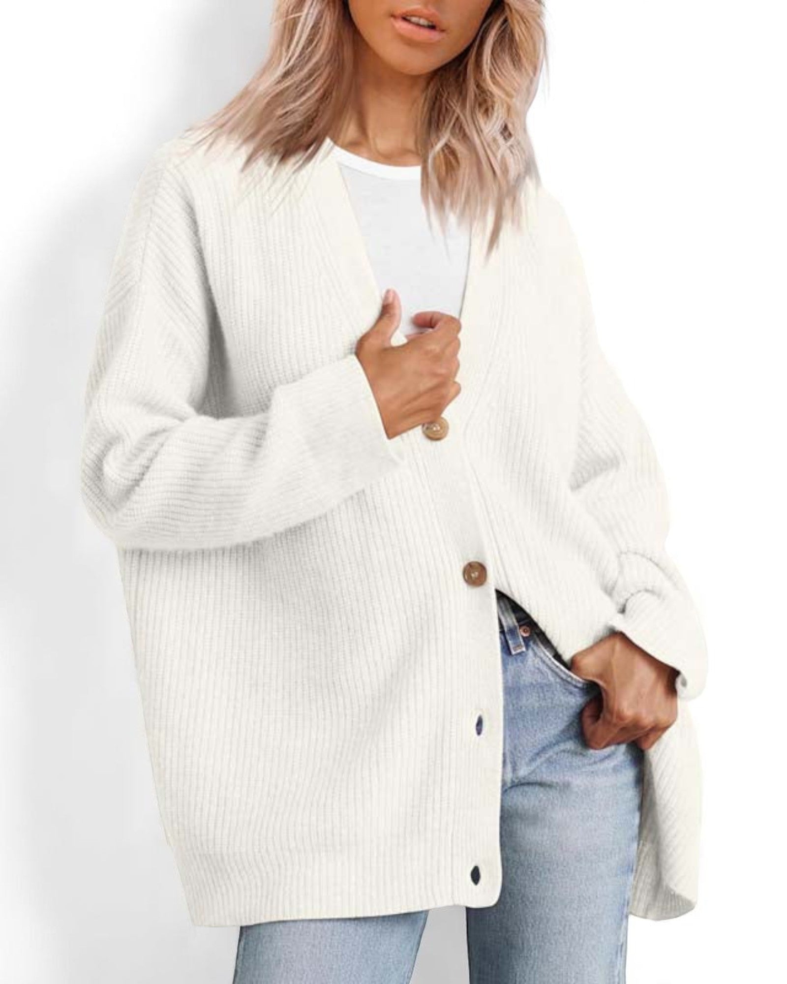 Liana Oversized Strick-Cardigan mit Knöpfen