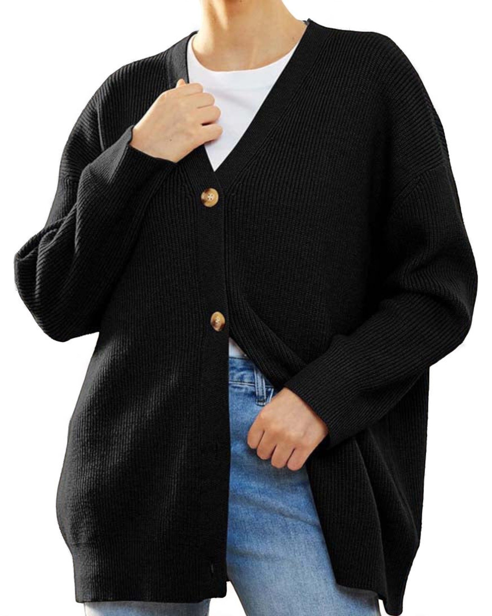 Liana Oversized Strick-Cardigan mit Knöpfen