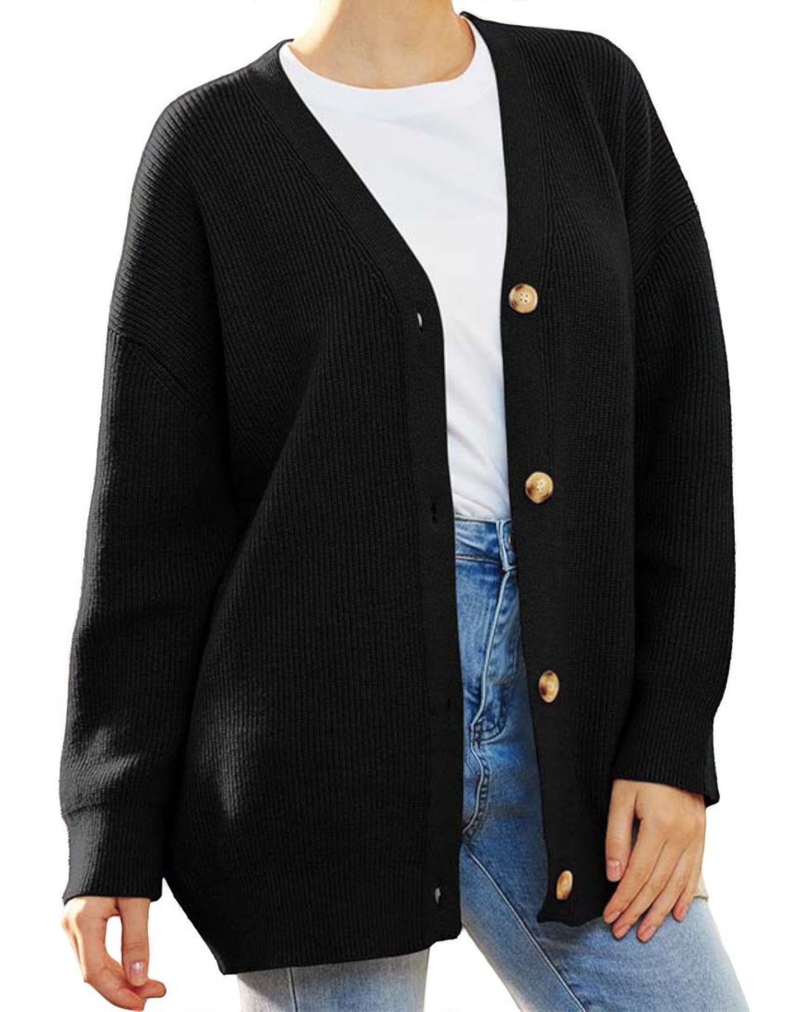 Liana Oversized Strick-Cardigan mit Knöpfen