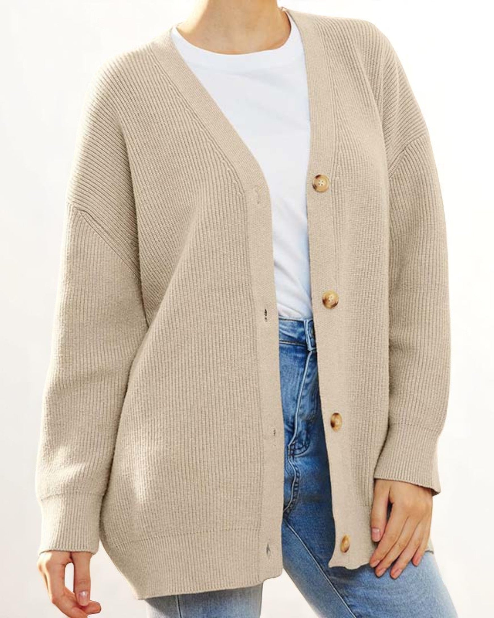 Liana Oversized Strick-Cardigan mit Knöpfen