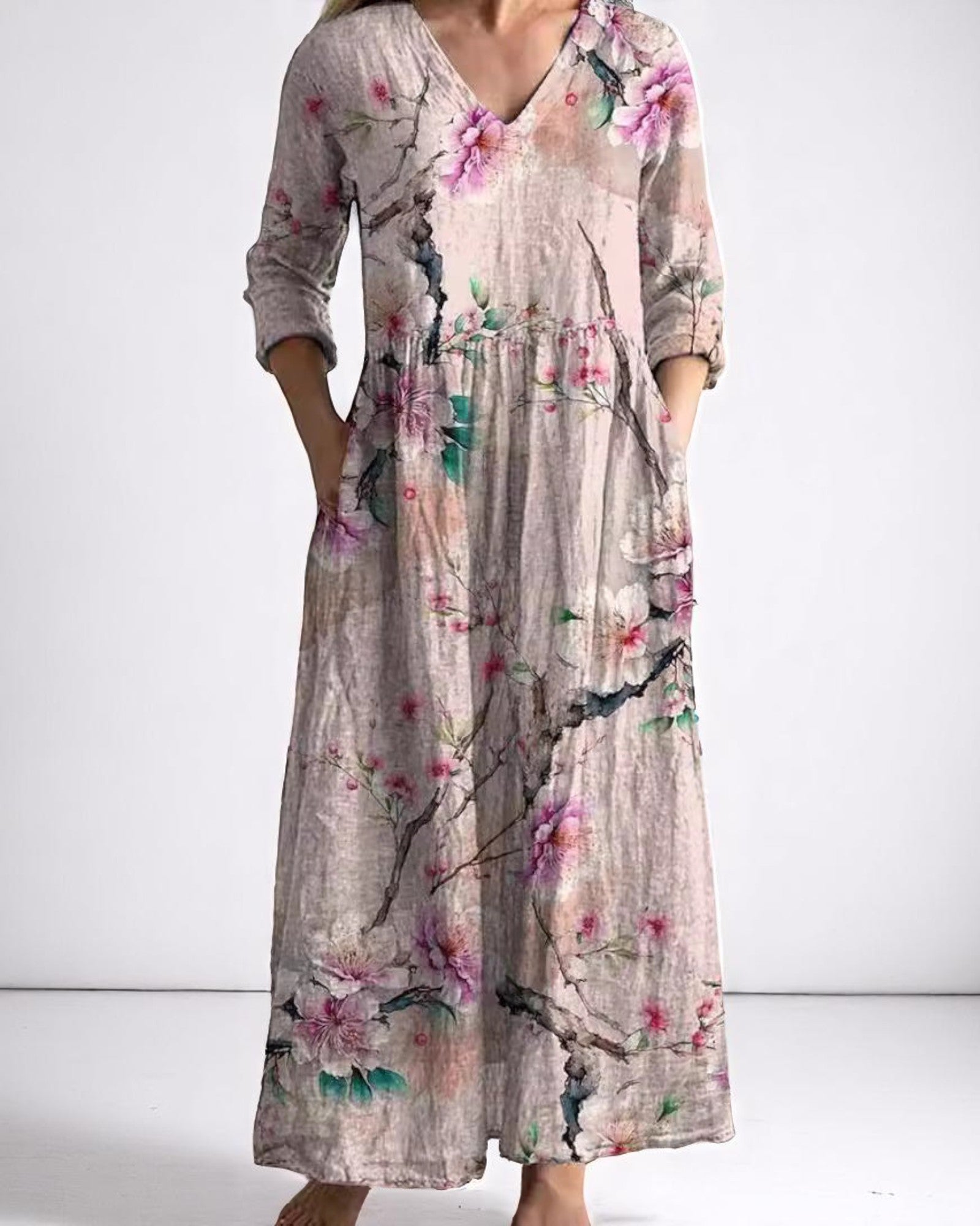 Bathina Maxikleid mit boho Blumenmuster
