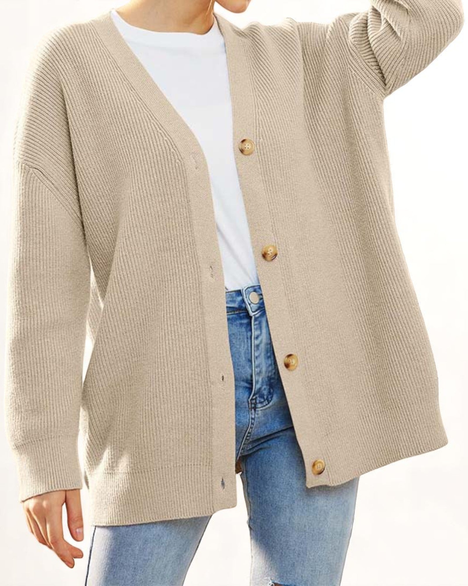 Liana Oversized Strick-Cardigan mit Knöpfen
