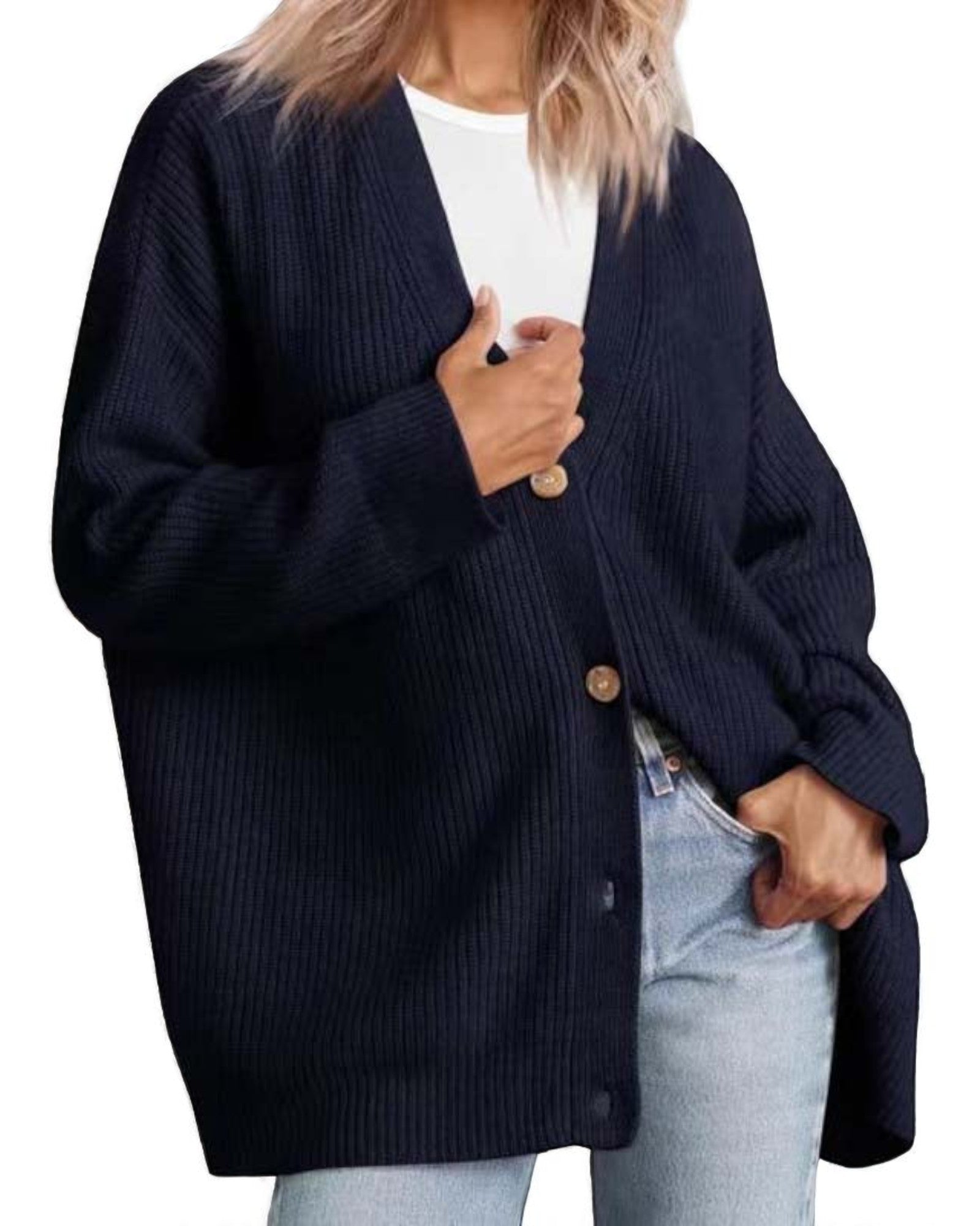 Liana Oversized Strick-Cardigan mit Knöpfen