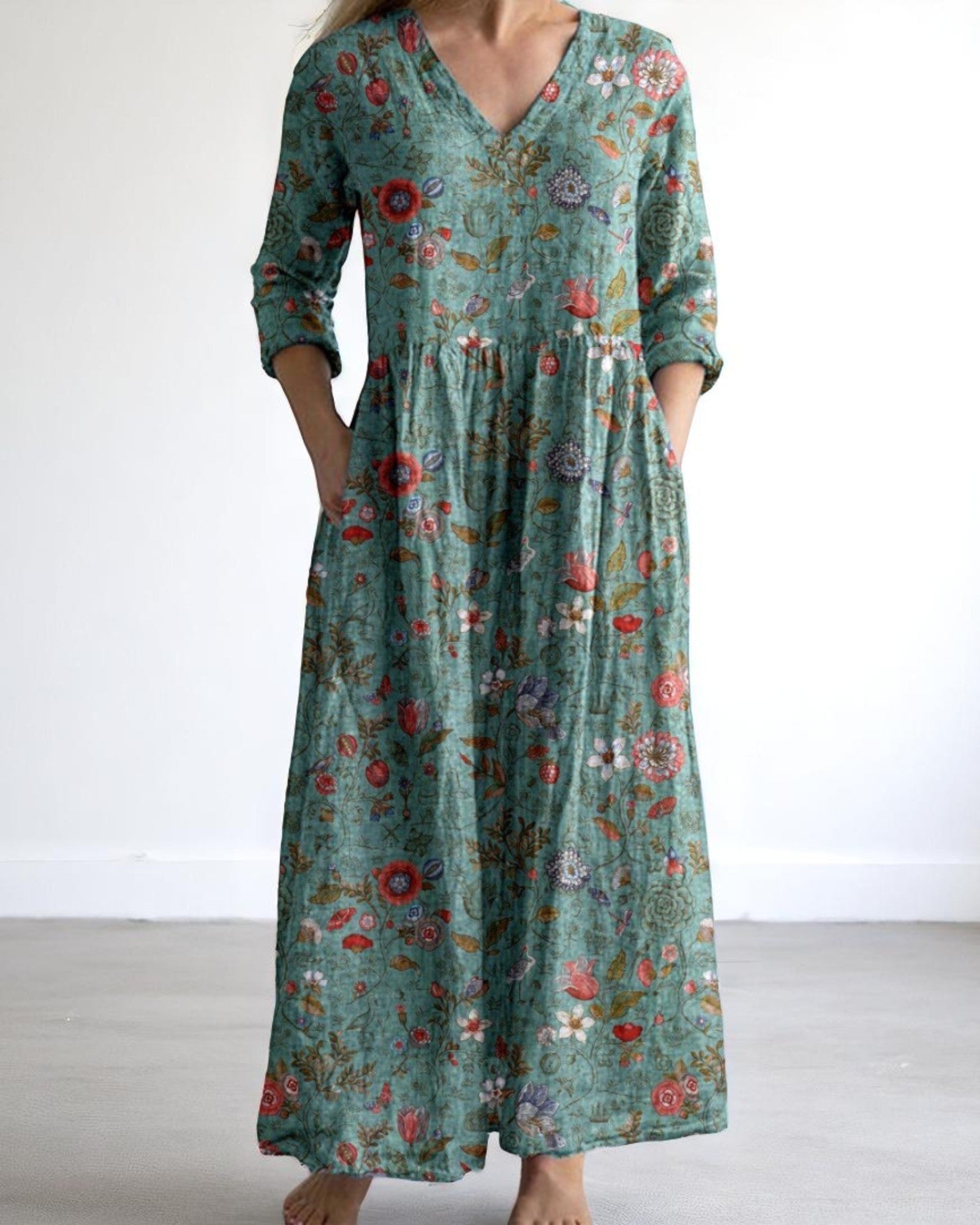 Bathina Maxikleid mit boho Blumenmuster