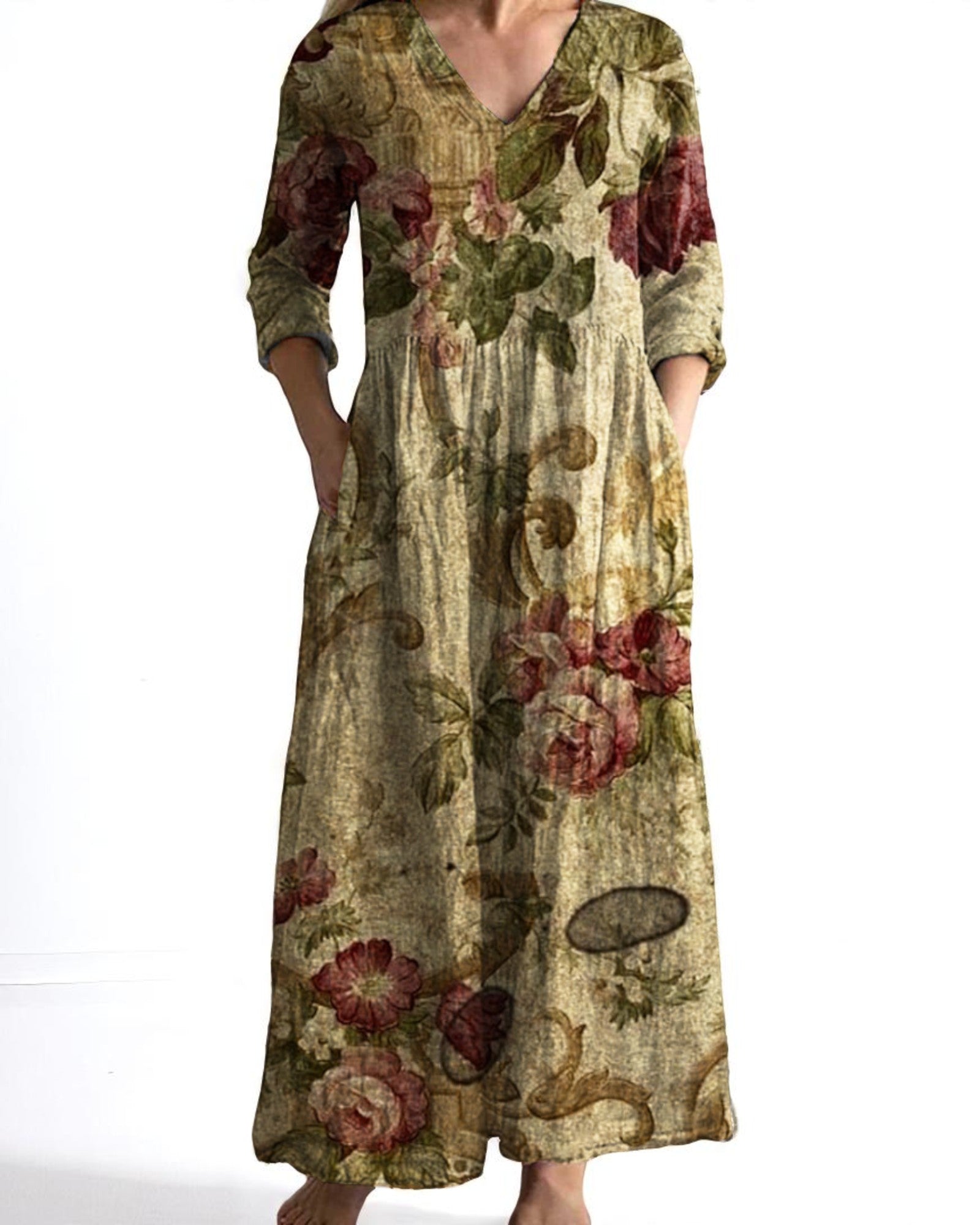 Bathina Maxikleid mit boho Blumenmuster