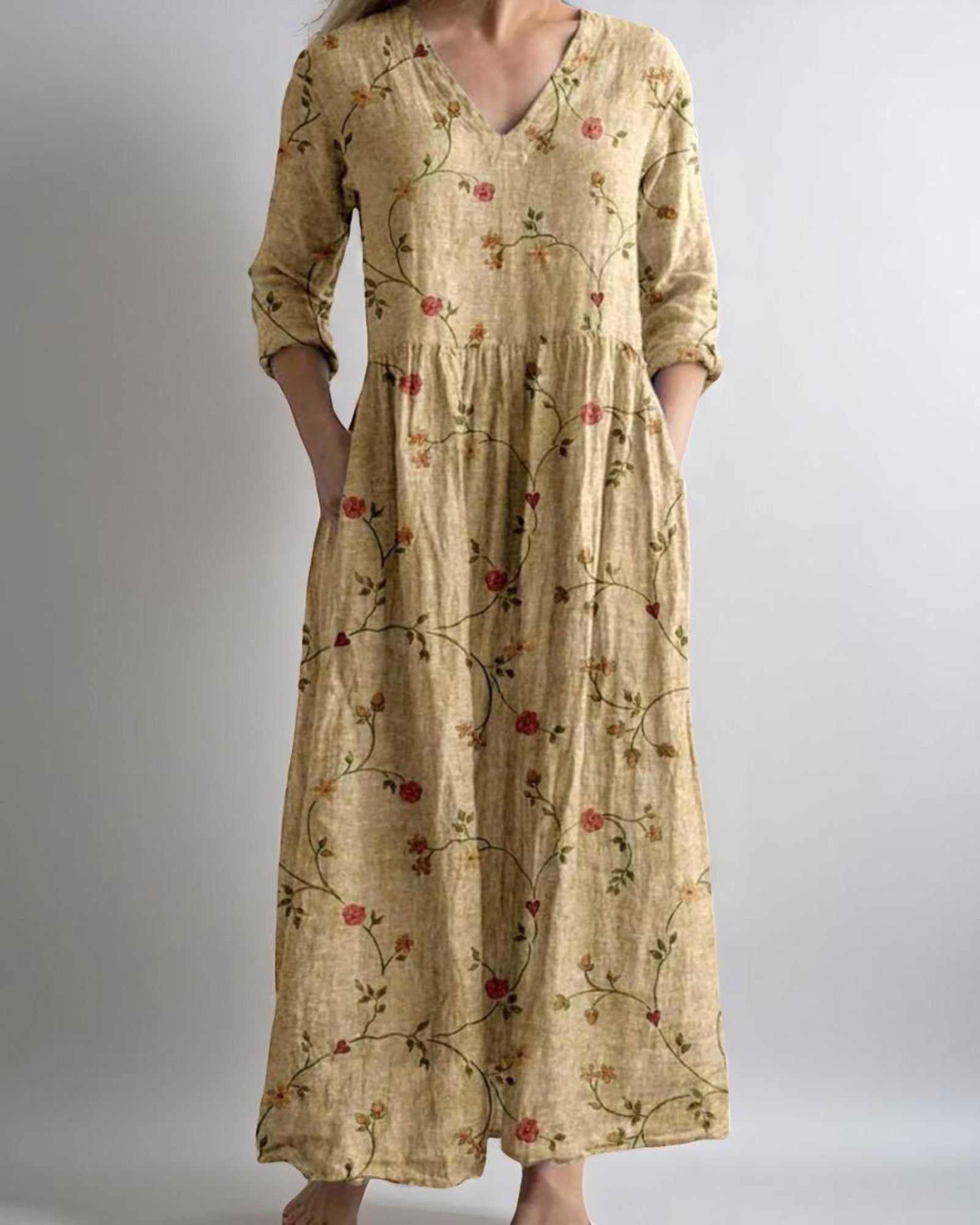 Bathina Maxikleid mit boho Blumenmuster
