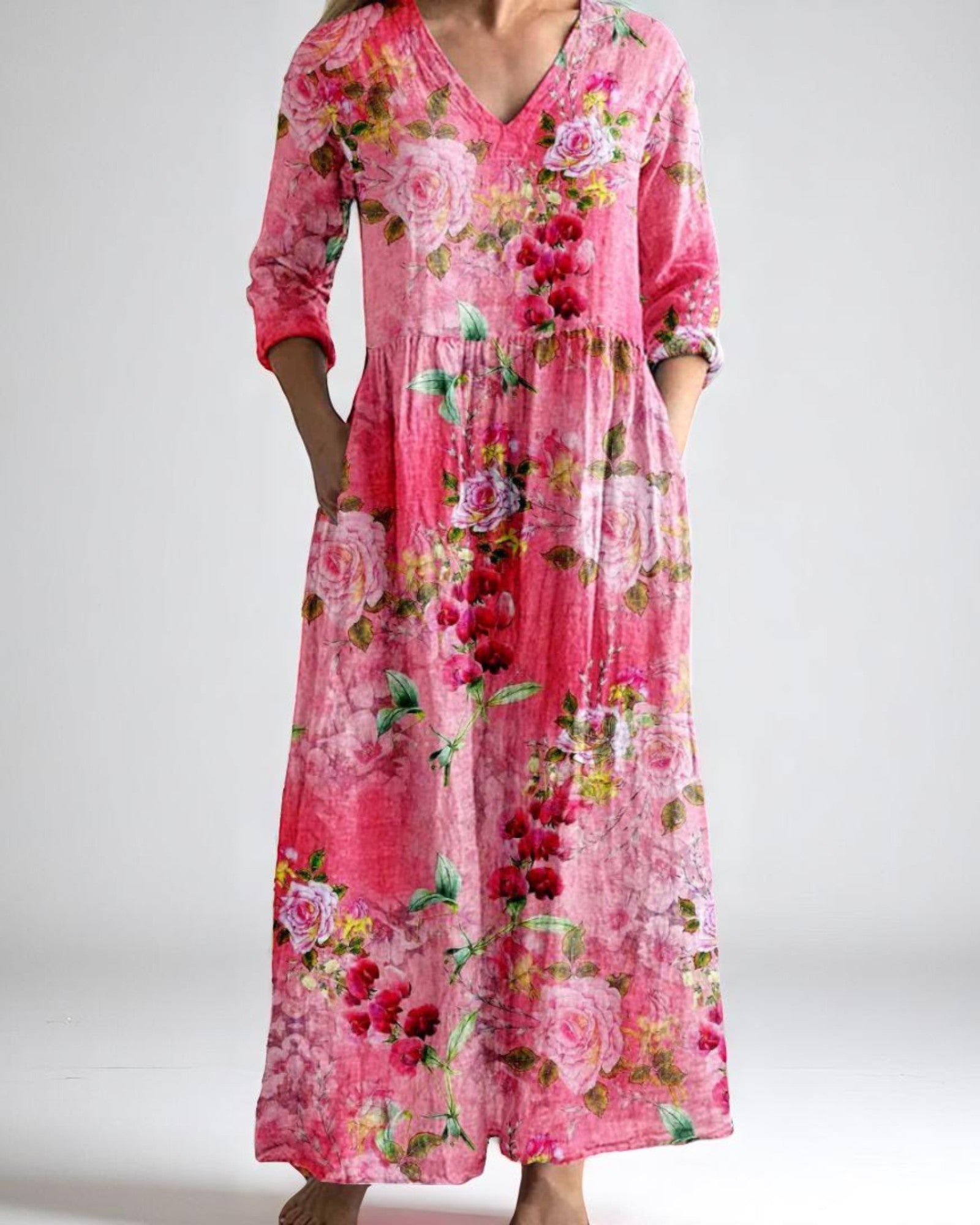 Bathina Maxikleid mit boho Blumenmuster