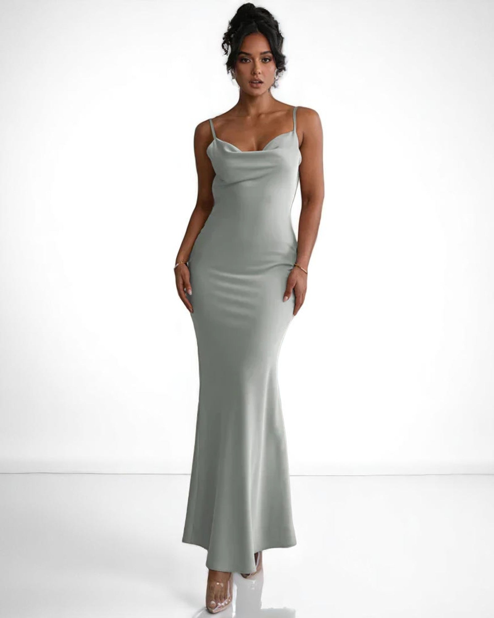 Mihaela Maxikleid aus Satin mit floralem Druck