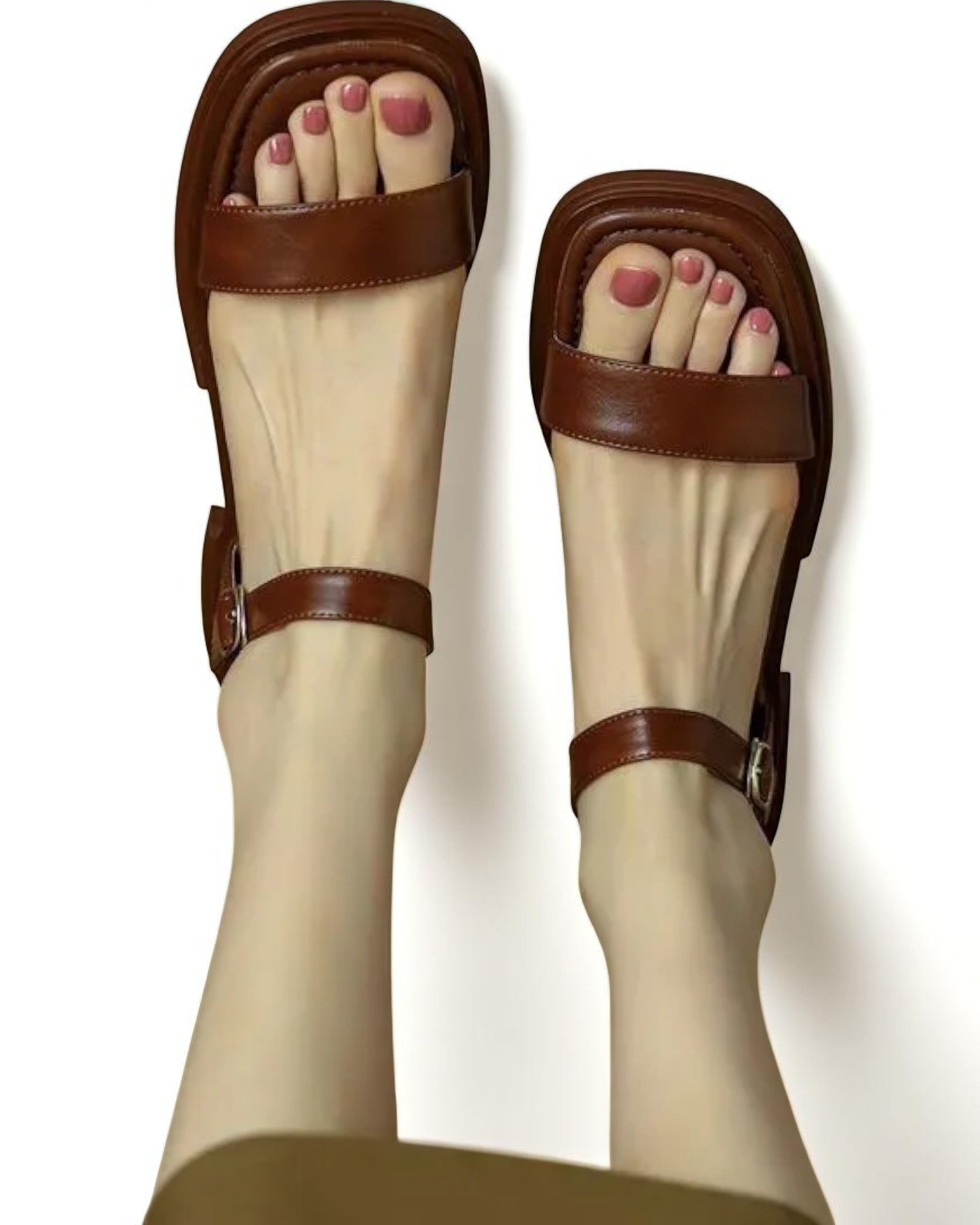 Arabela Minimalistische Leder-Sandale mit Blockabsatz