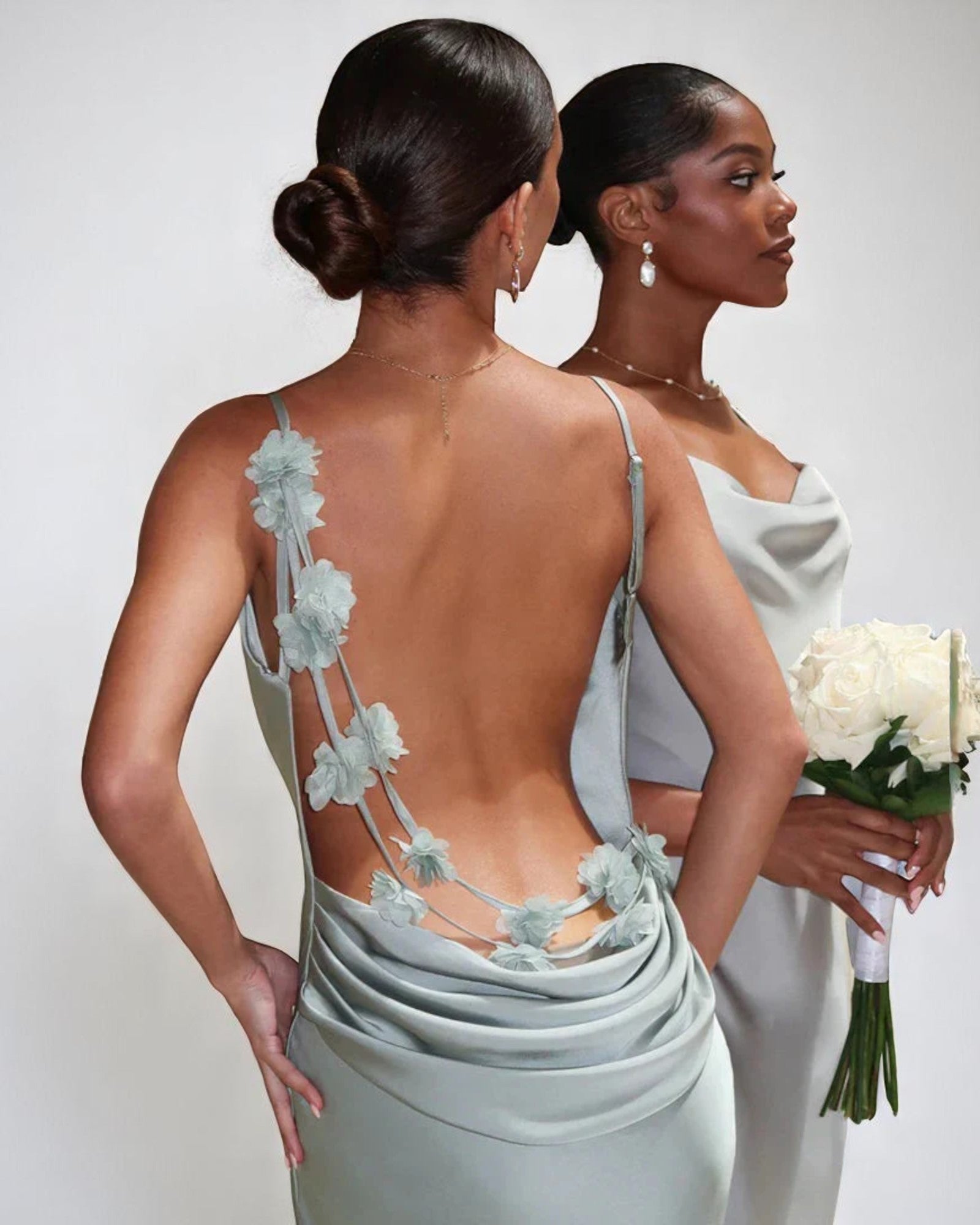 Mihaela Maxikleid aus Satin mit floralem Druck