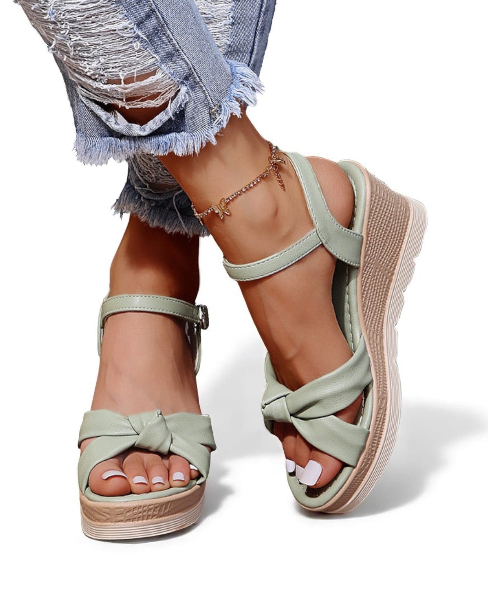 Paola Plattformsandalen mit gekreuzten Riemen