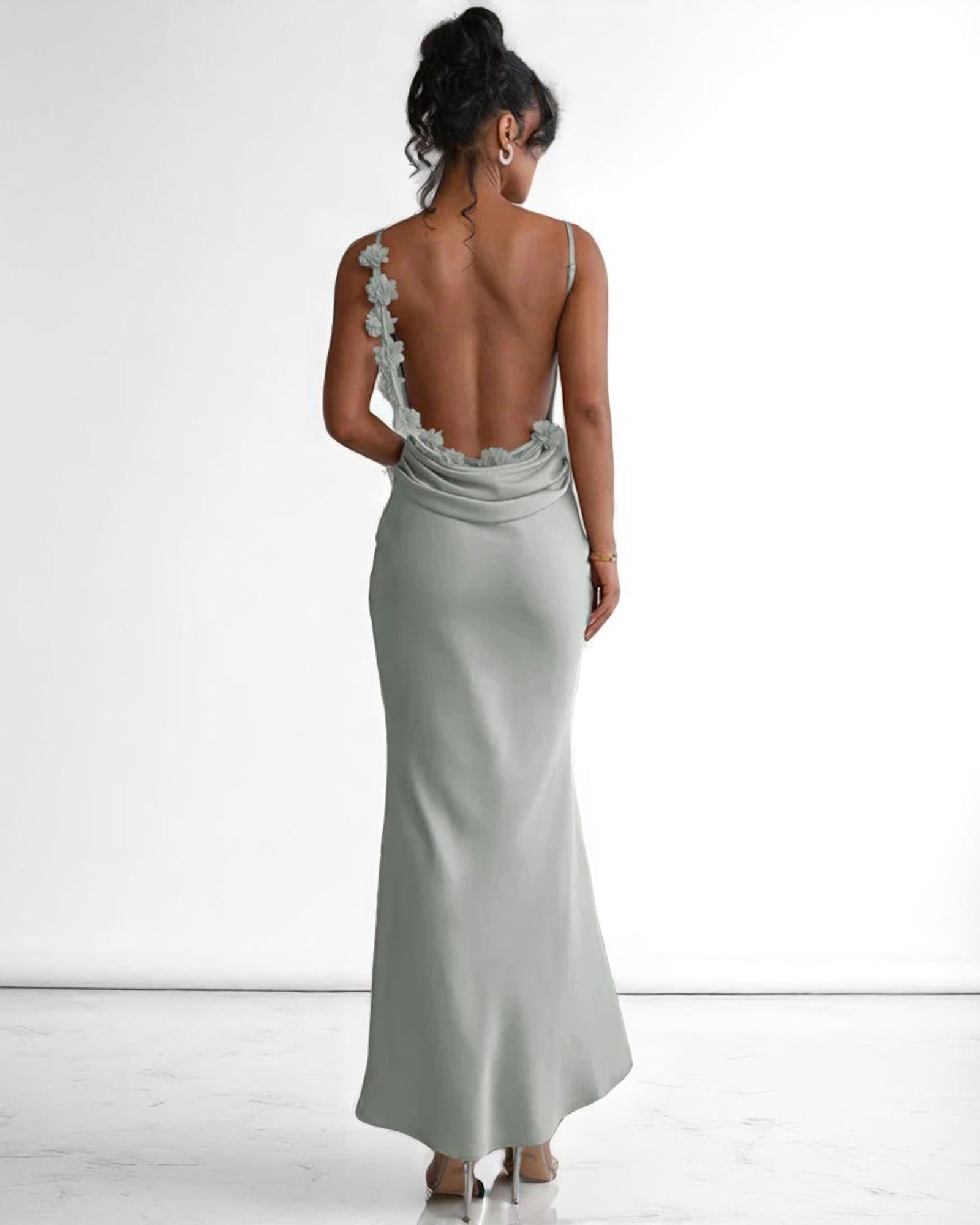 Mihaela Maxikleid aus Satin mit floralem Druck