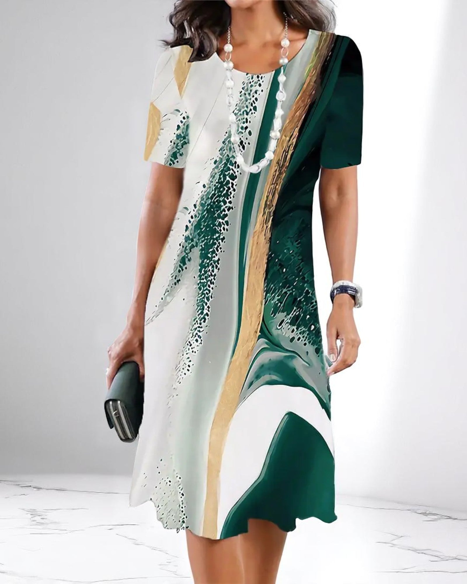 Topazia Midi-Sommerkleid mit grafischem Druck