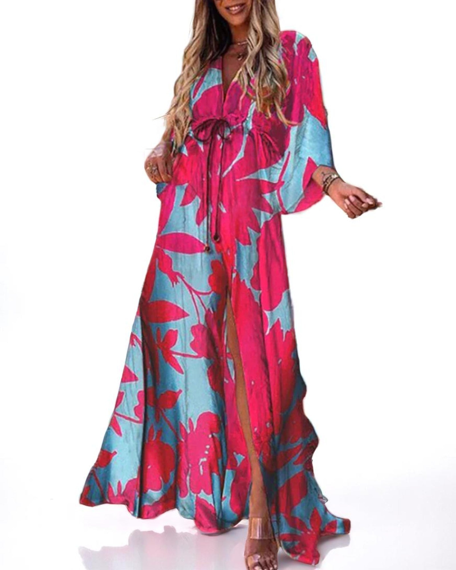 Meila Maxi-Boho-Chic-Kleid mit buntem Retro-Druck
