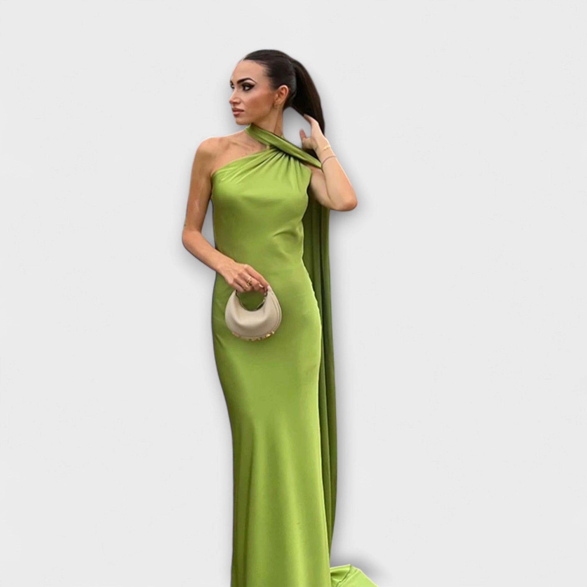 Elya elegantes Kleid mit Schulterträger und satinierter Verarbeitung