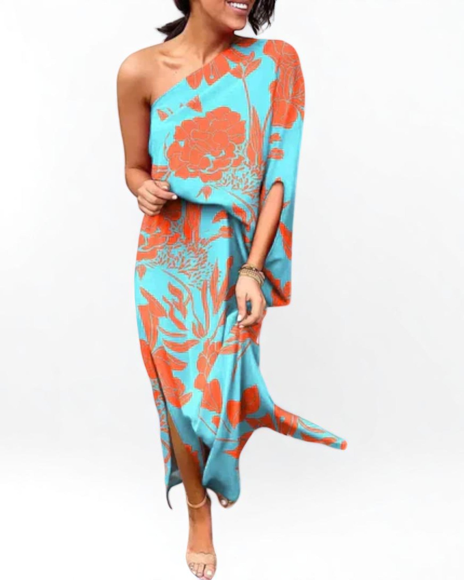 Severiana Maxi-Asymmetrisches Kleid mit floralem Eleganz