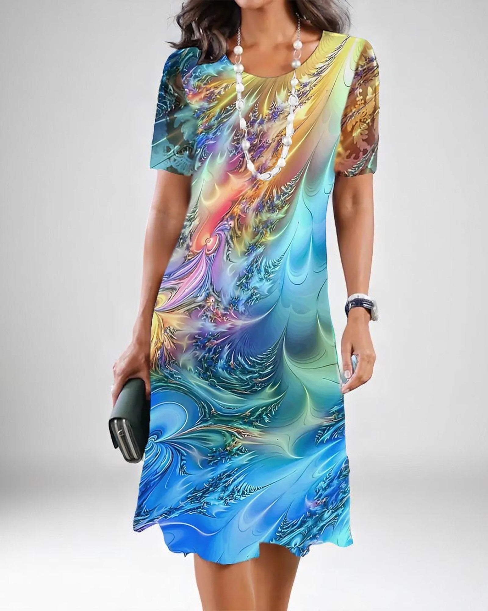Topazia Midi-Sommerkleid mit grafischem Druck