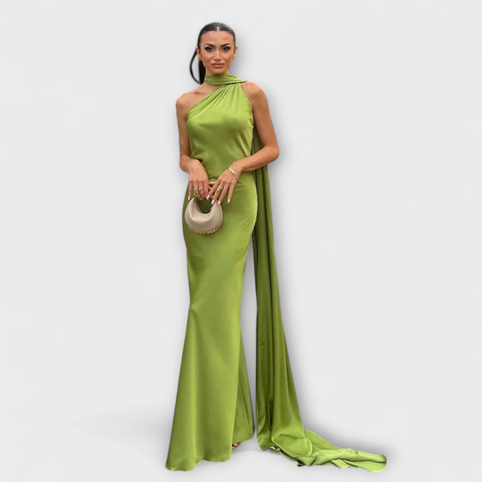 Elya elegantes Kleid mit Schulterträger und satinierter Verarbeitung