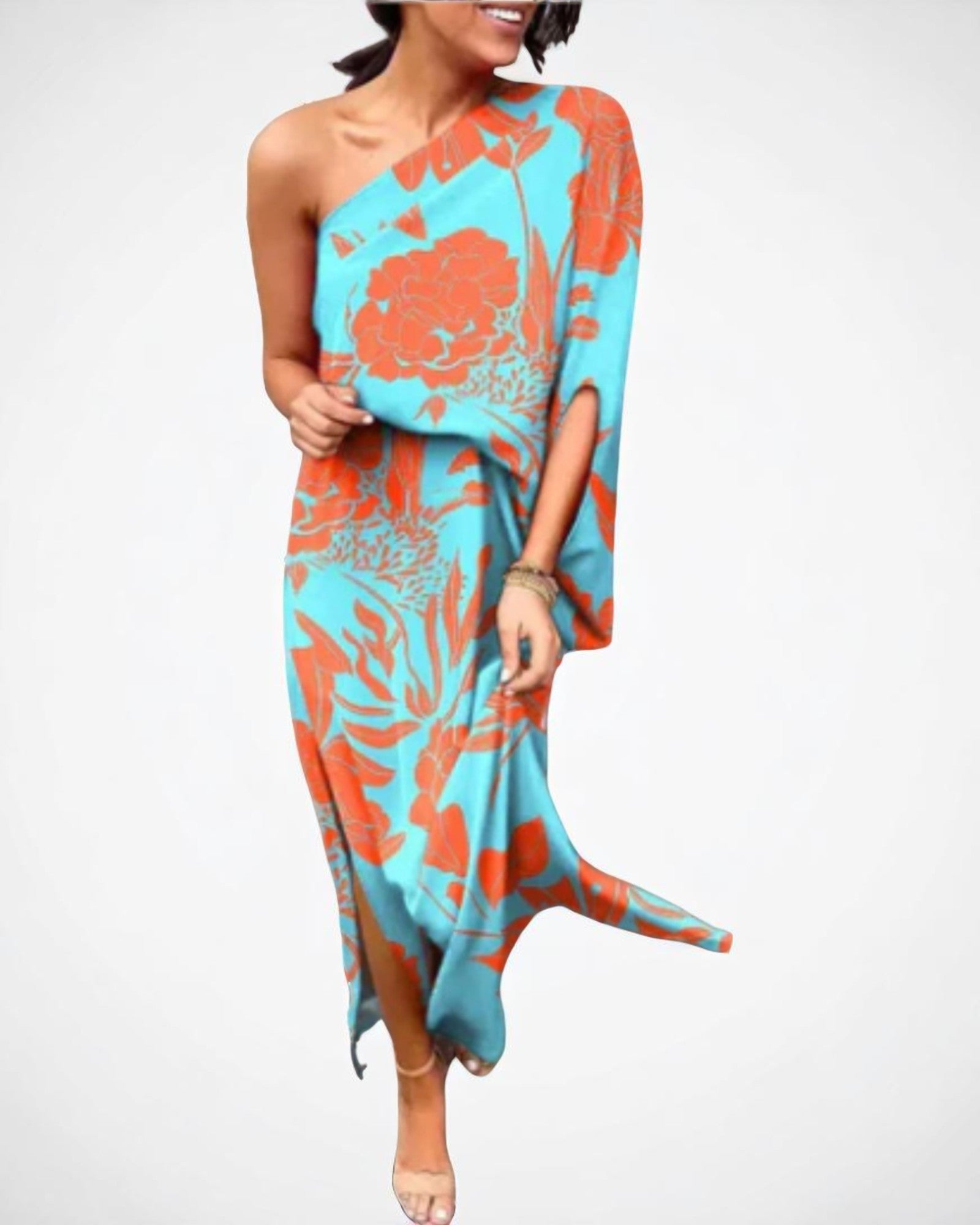 Severiana Maxi-Asymmetrisches Kleid mit floralem Eleganz