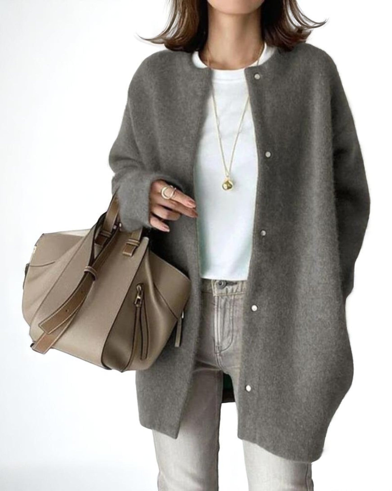 Ortansa Eleganter Strick-Cardigan mit minimalistischen Knöpfen