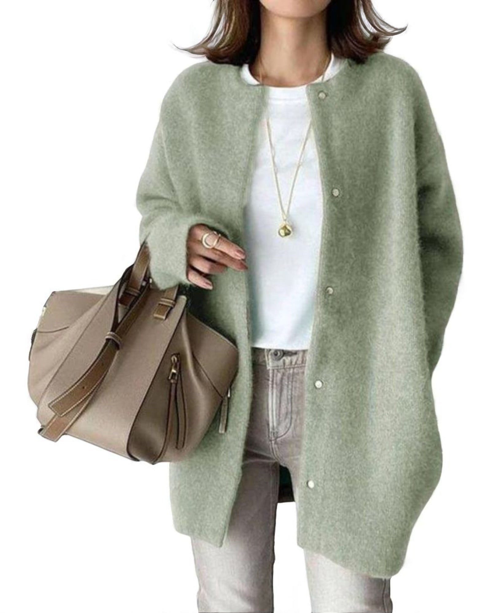 Ortansa Eleganter Strick-Cardigan mit minimalistischen Knöpfen