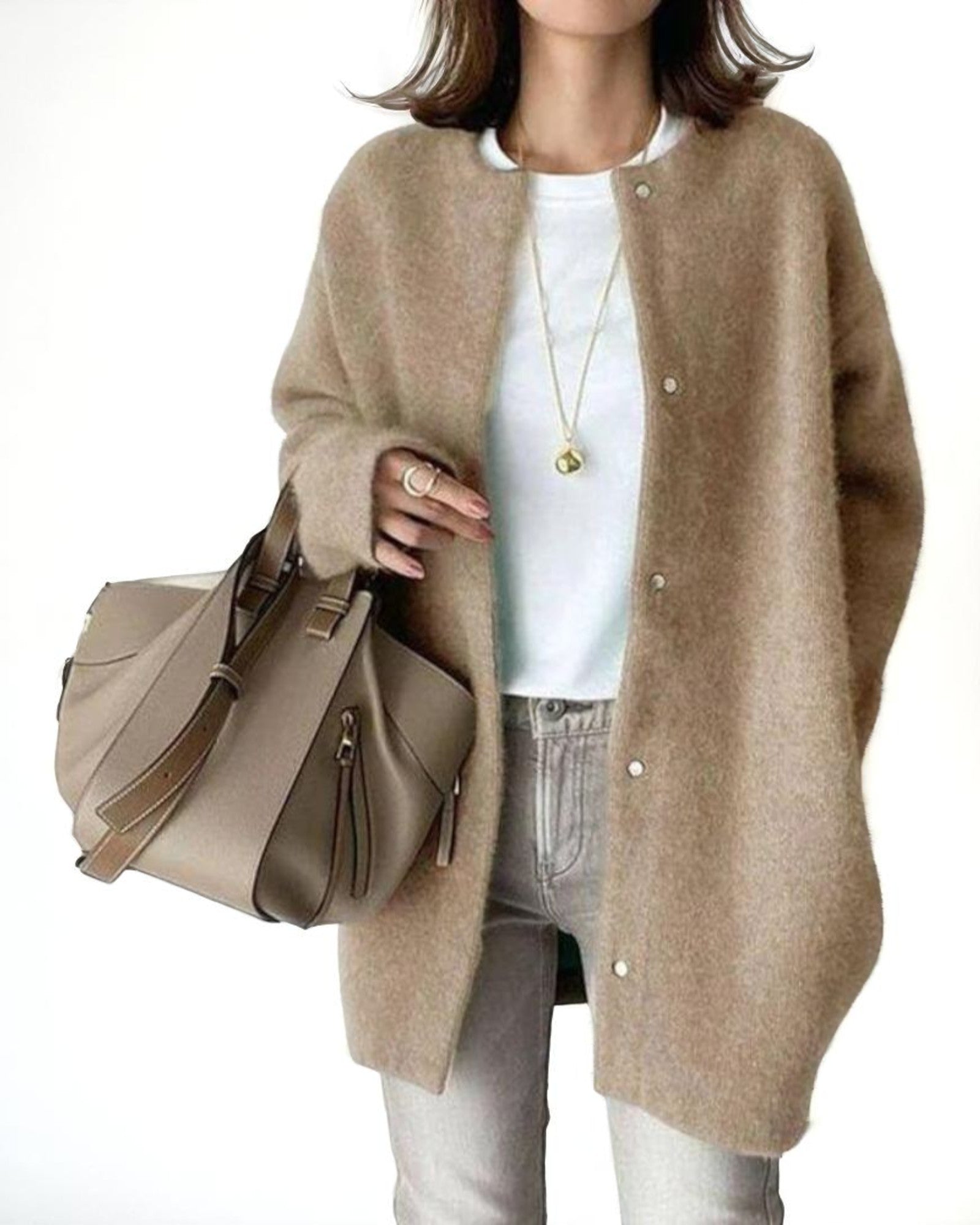 Ortansa Eleganter Strick-Cardigan mit minimalistischen Knöpfen