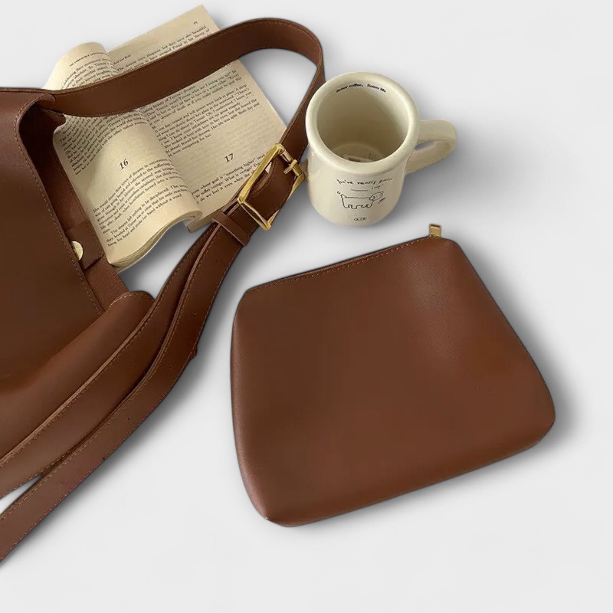 Simai Elegante Ledertasche mit Schulterriemen